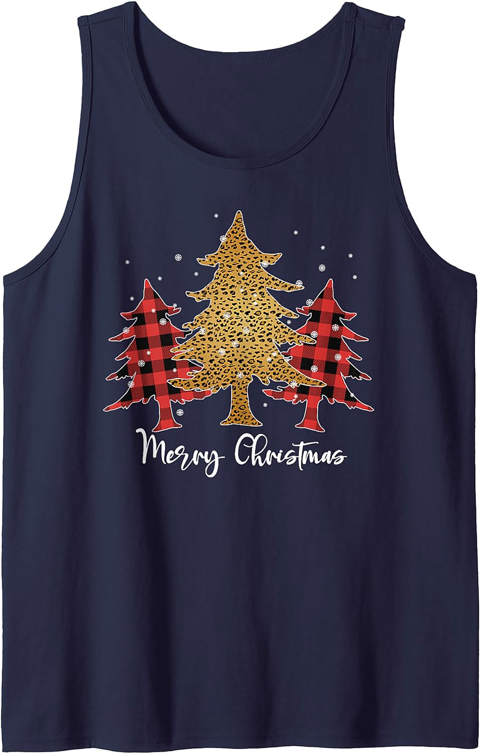  Leopard Plaid Christmas Tank Top Unisex Graphic Tank