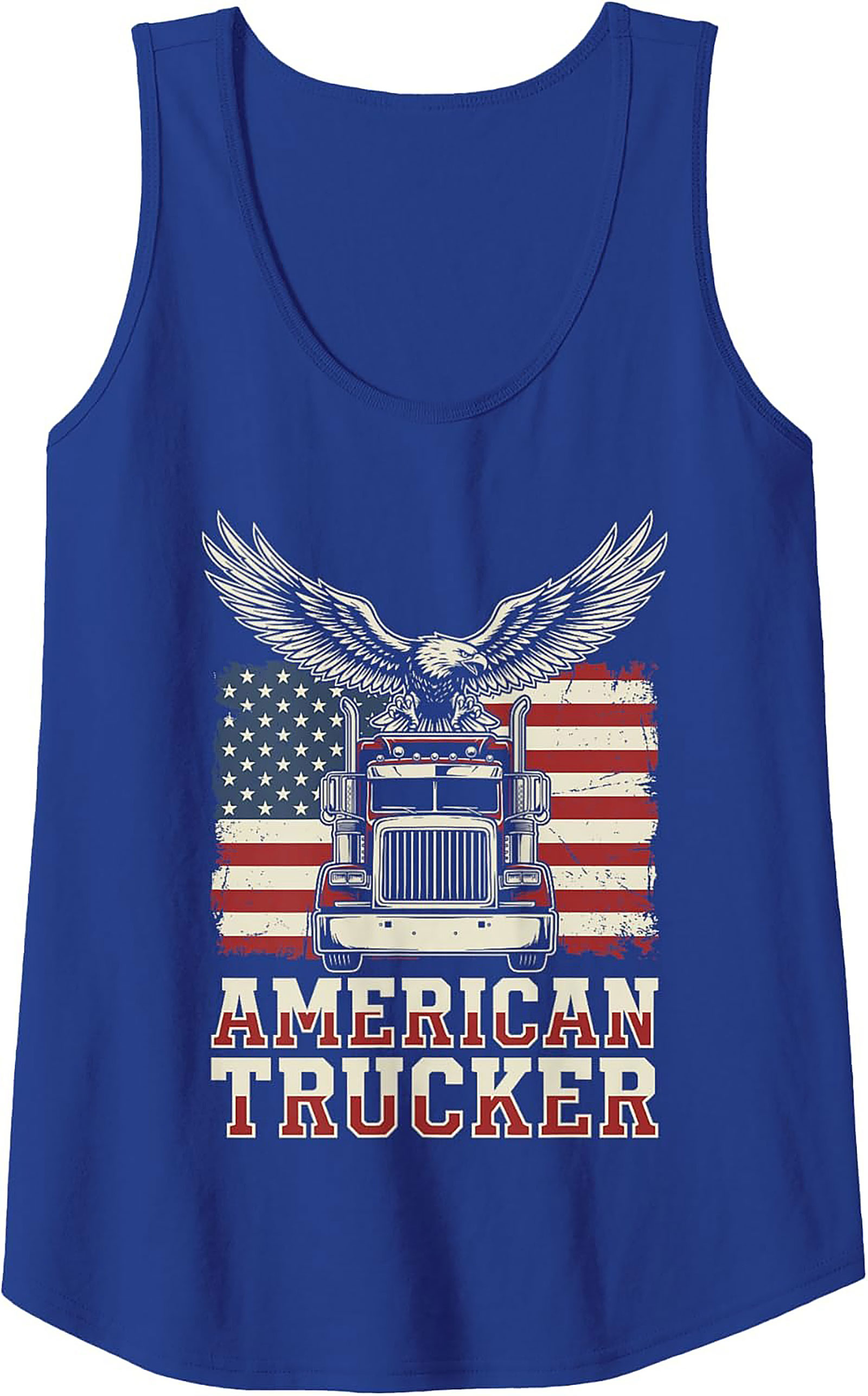 American Trucker Graphic Tank Top – Patriotic Semi-Truck Sleeveless Shirt