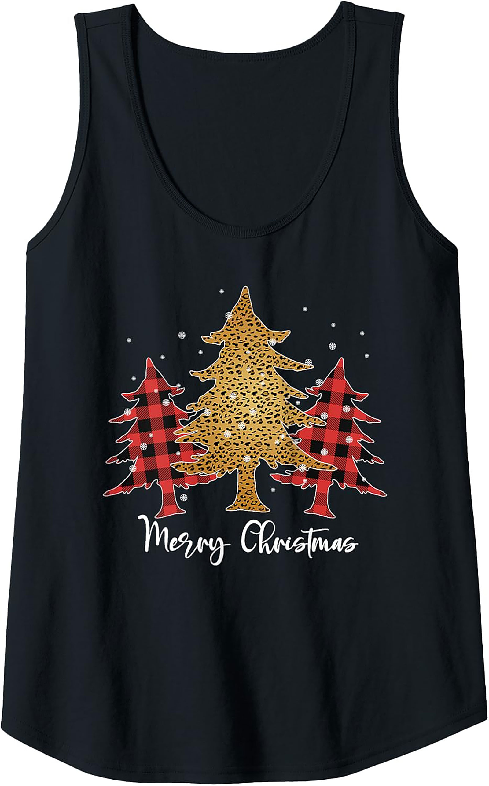  Leopard Plaid Christmas Tank Top Unisex Graphic Tank