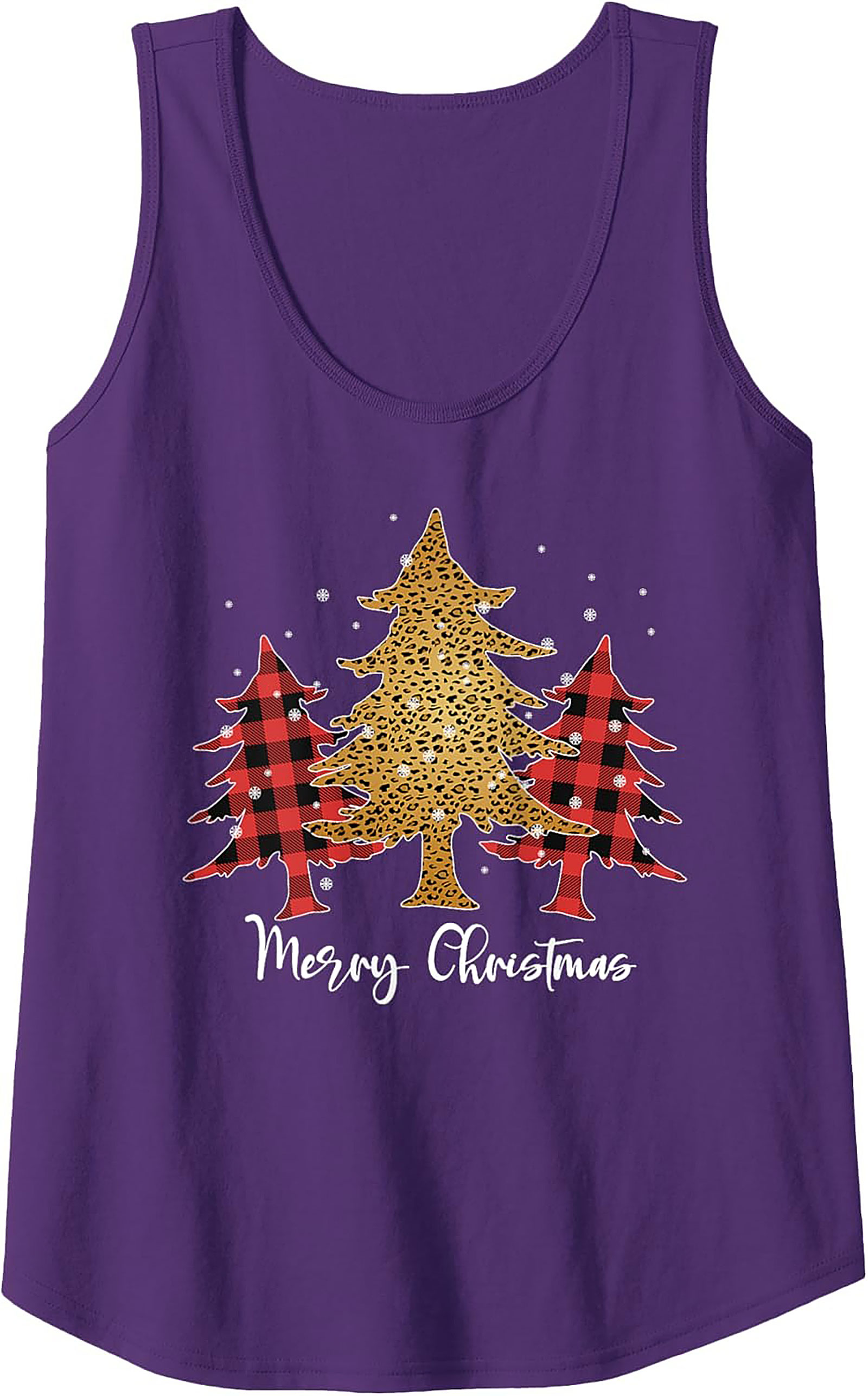  Leopard Plaid Christmas Tank Top Unisex Graphic Tank