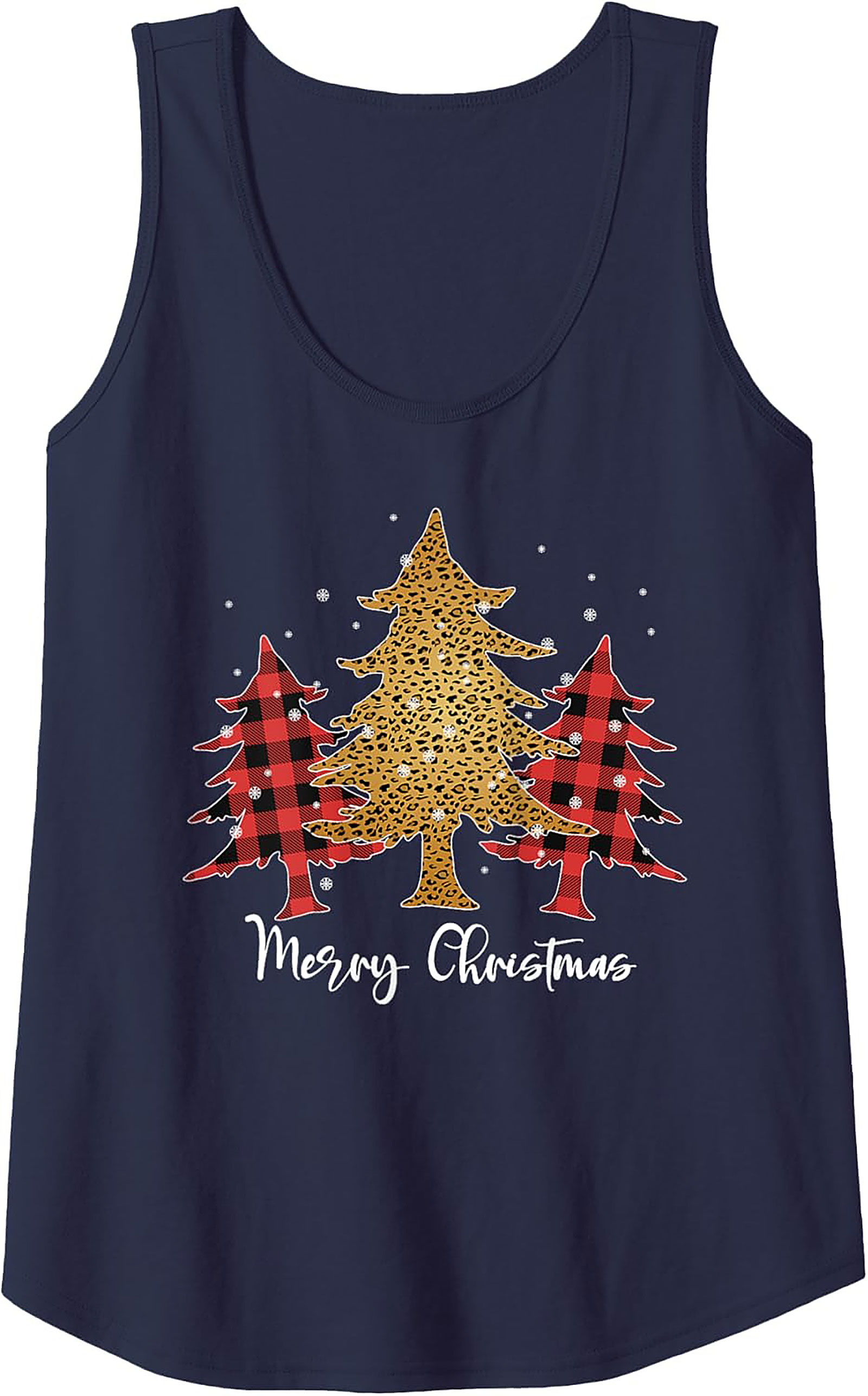 Leopard Plaid Christmas Tank Top Unisex Graphic Tank