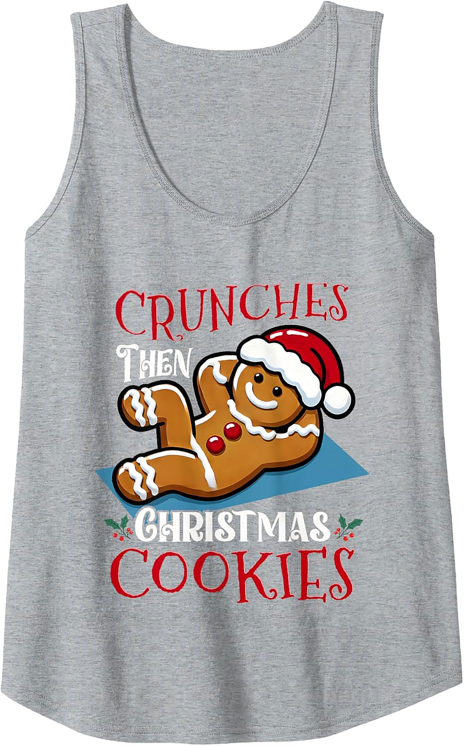 Funny Christmas Workout Tank Top Gingerbread Man Gift