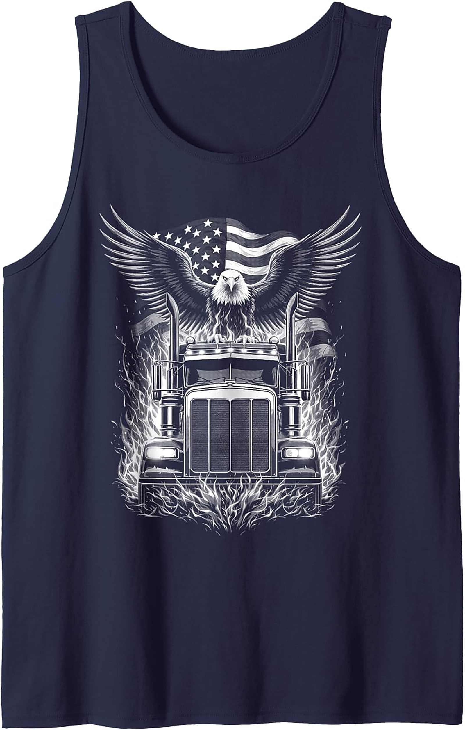 American Trucker Eagle Graphic Tank Top | Semi-Truck Sleeveless Shirt