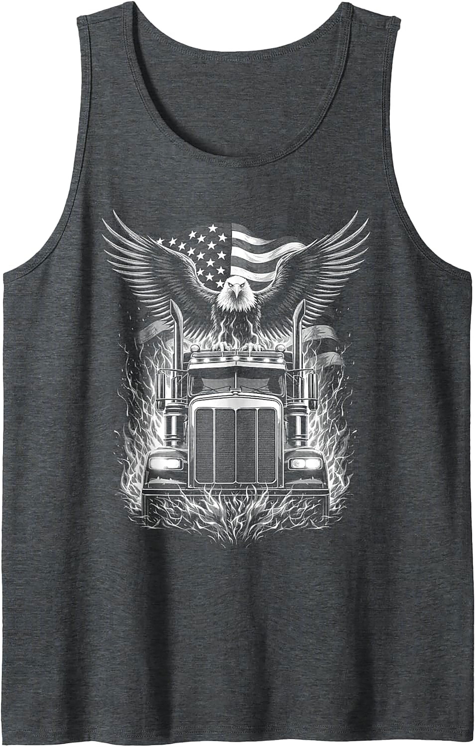 American Trucker Eagle Graphic Tank Top | Semi-Truck Sleeveless Shirt