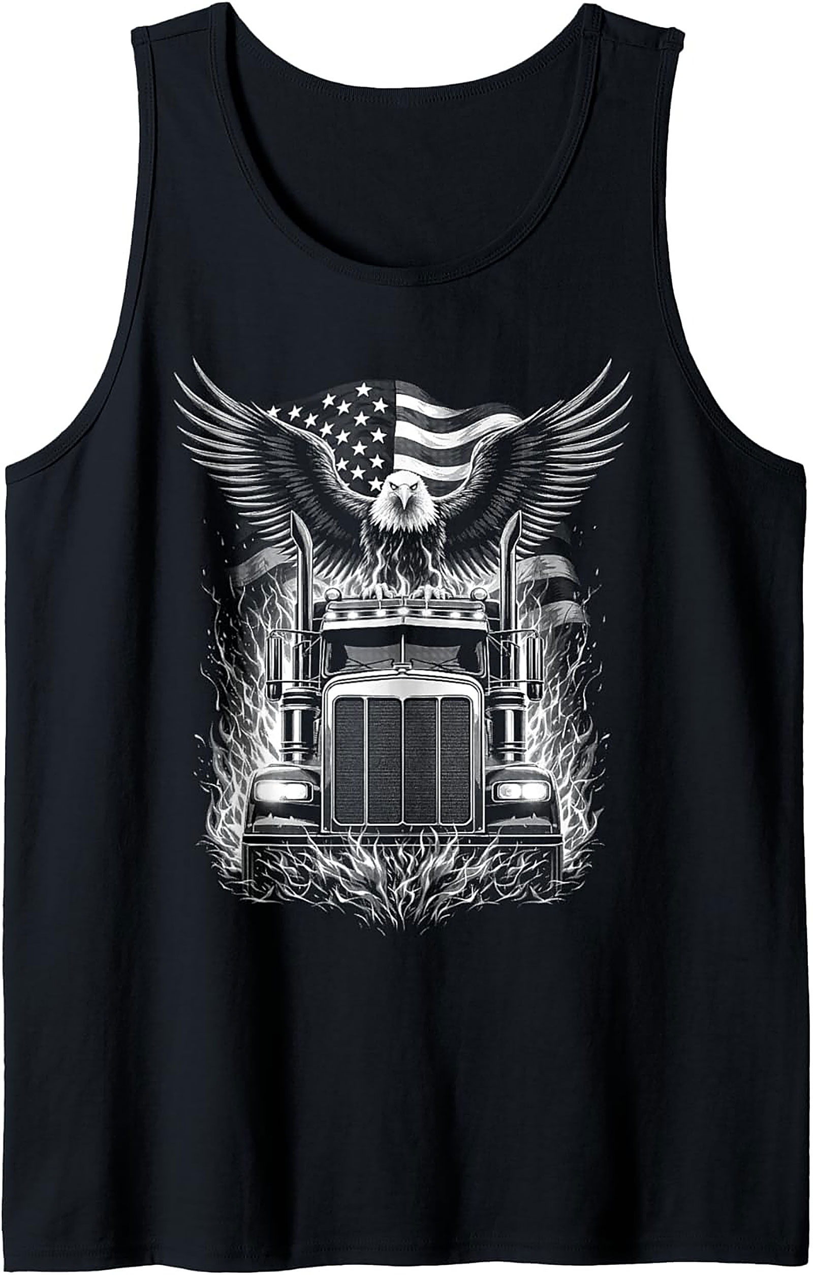 American Trucker Eagle Graphic Tank Top | Semi-Truck Sleeveless Shirt