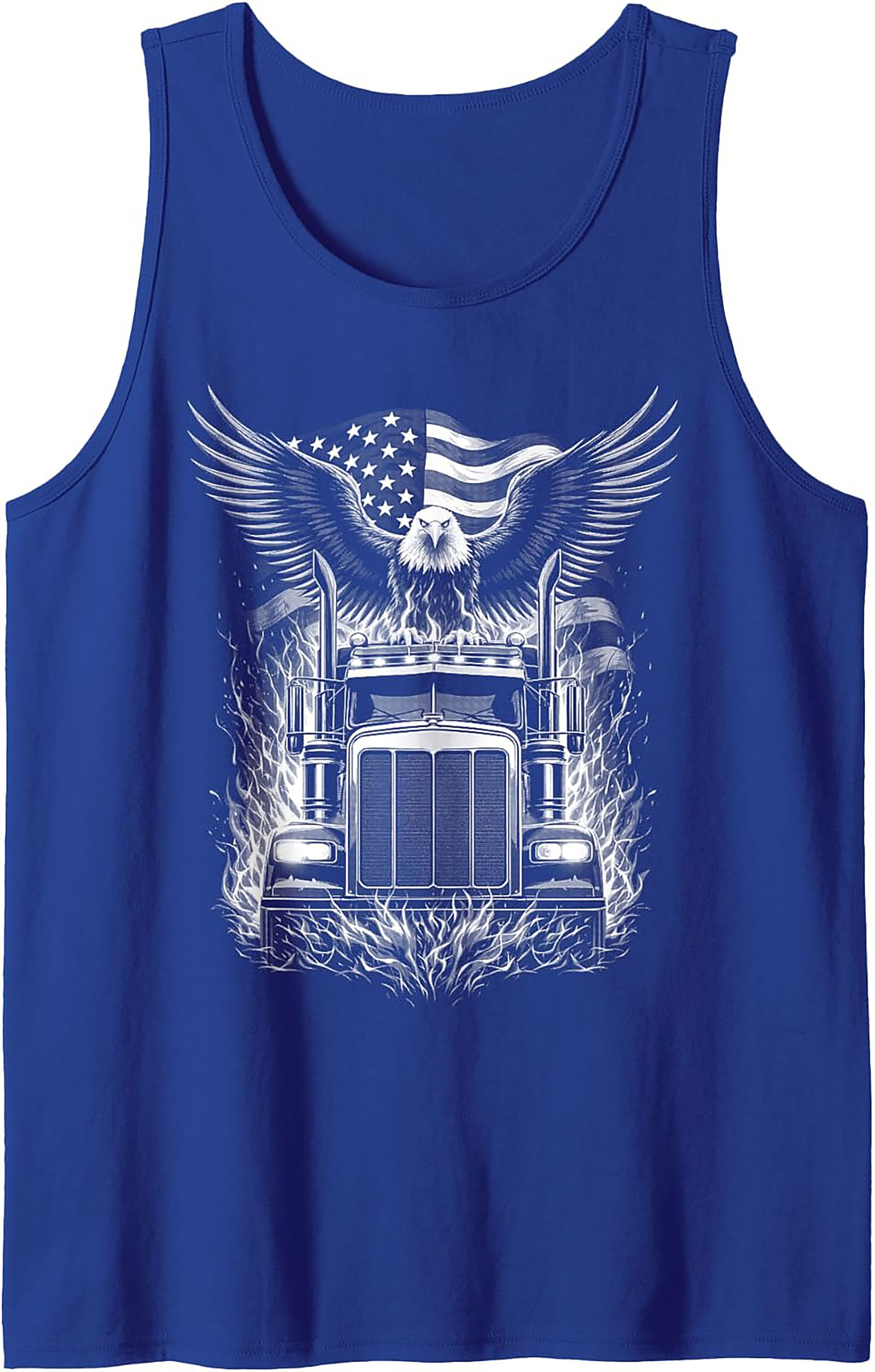 American Trucker Eagle Graphic Tank Top | Semi-Truck Sleeveless Shirt