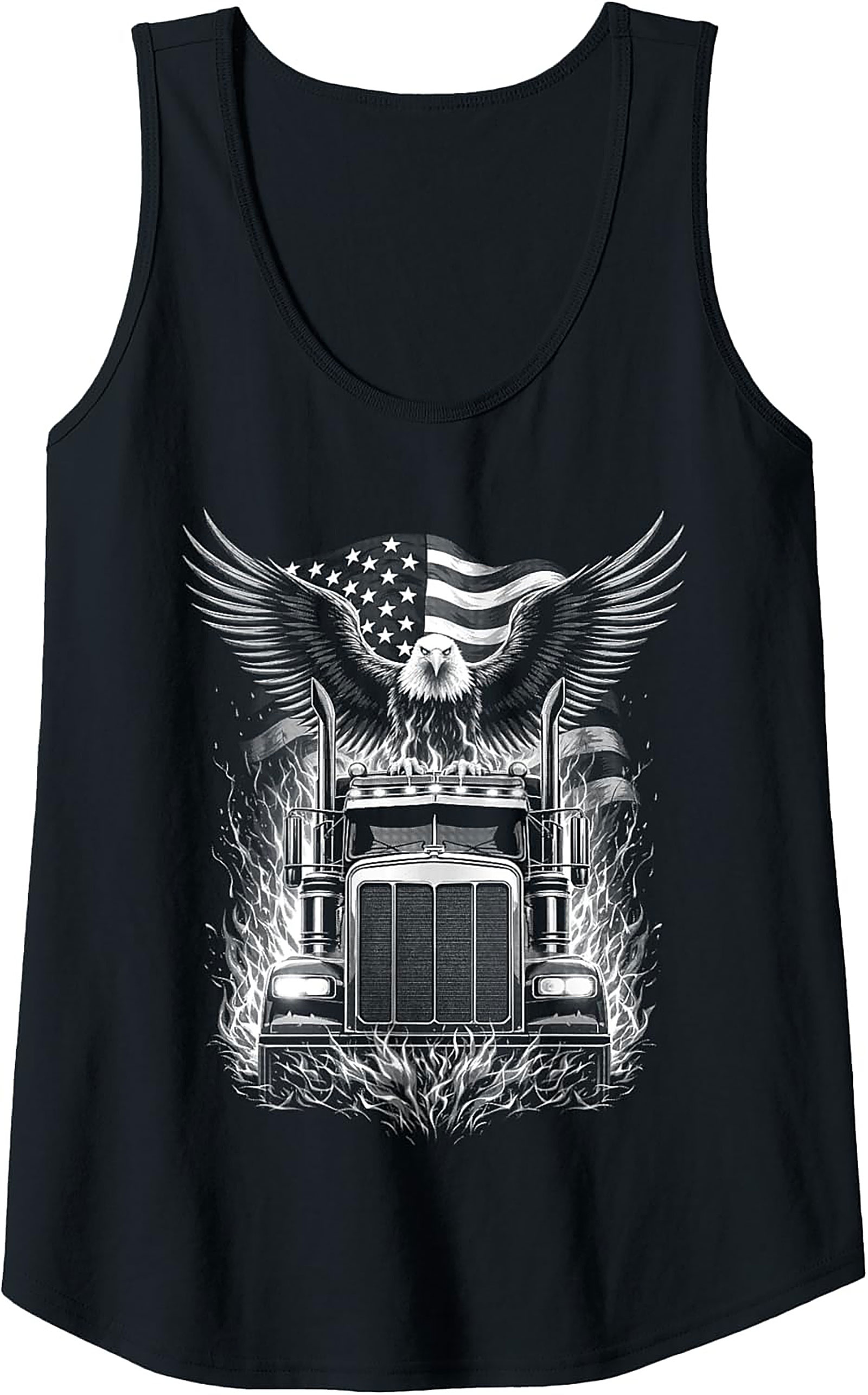 American Trucker Eagle Graphic Tank Top | Semi-Truck Sleeveless Shirt