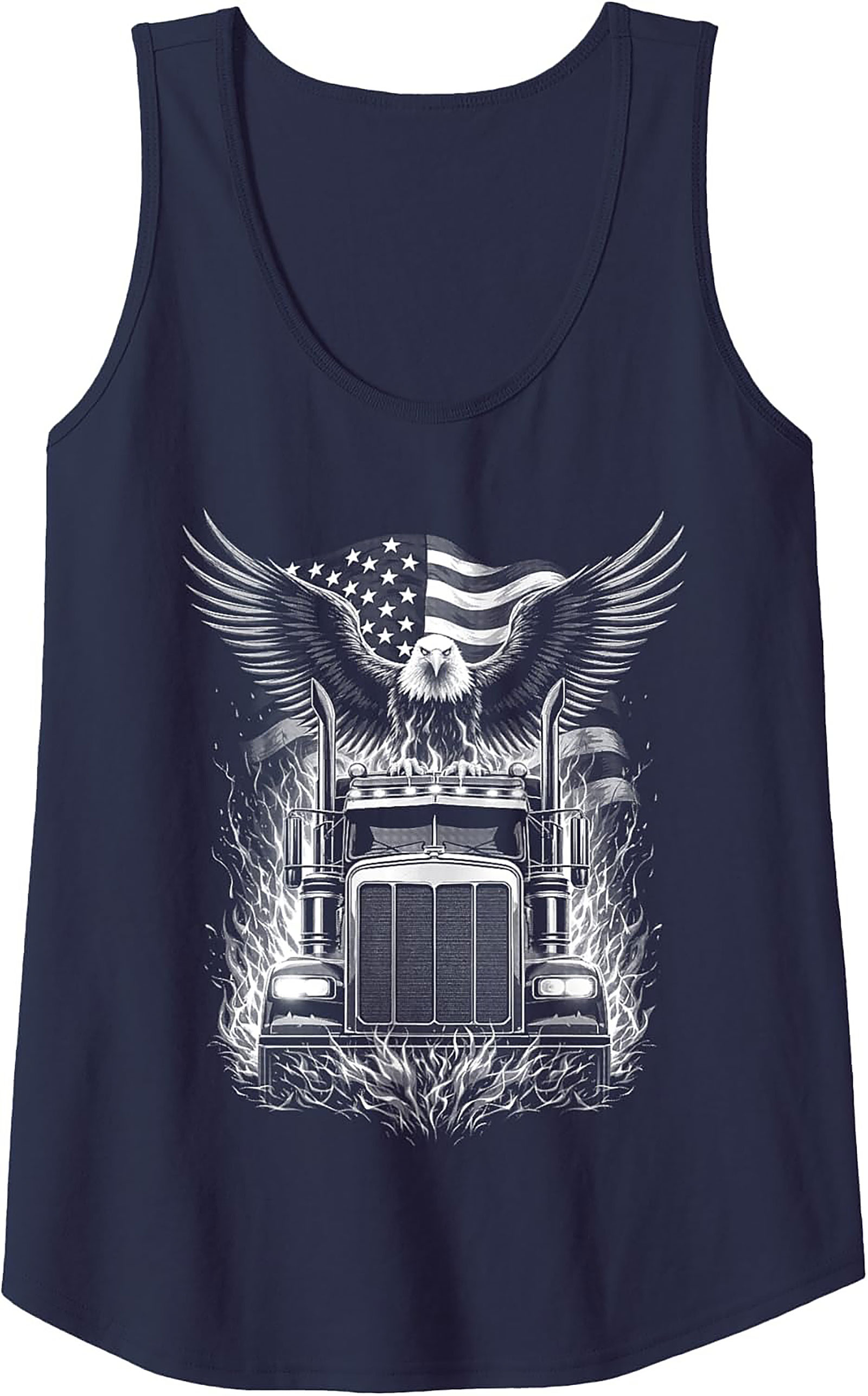 American Trucker Eagle Graphic Tank Top | Semi-Truck Sleeveless Shirt