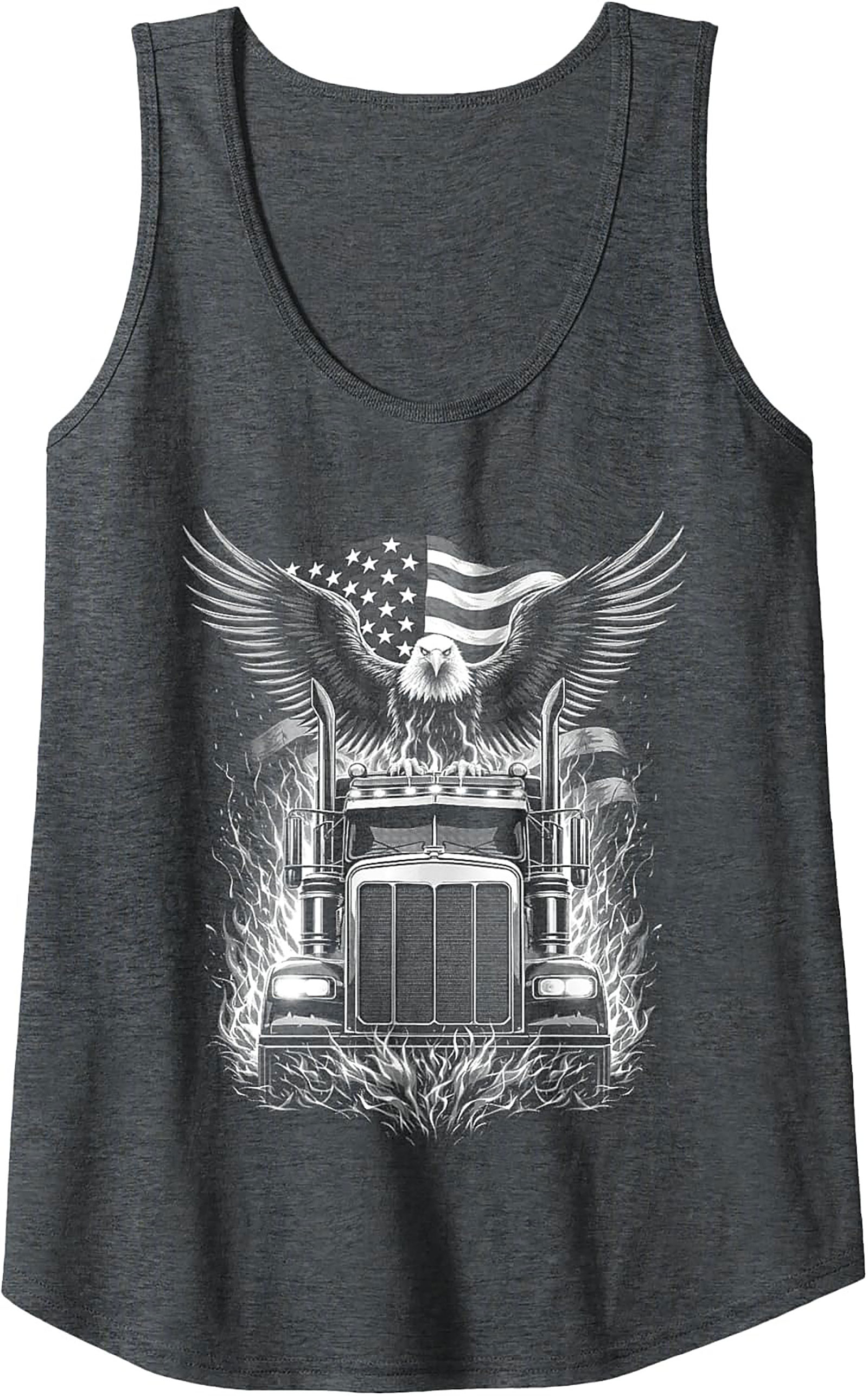 American Trucker Eagle Graphic Tank Top | Semi-Truck Sleeveless Shirt