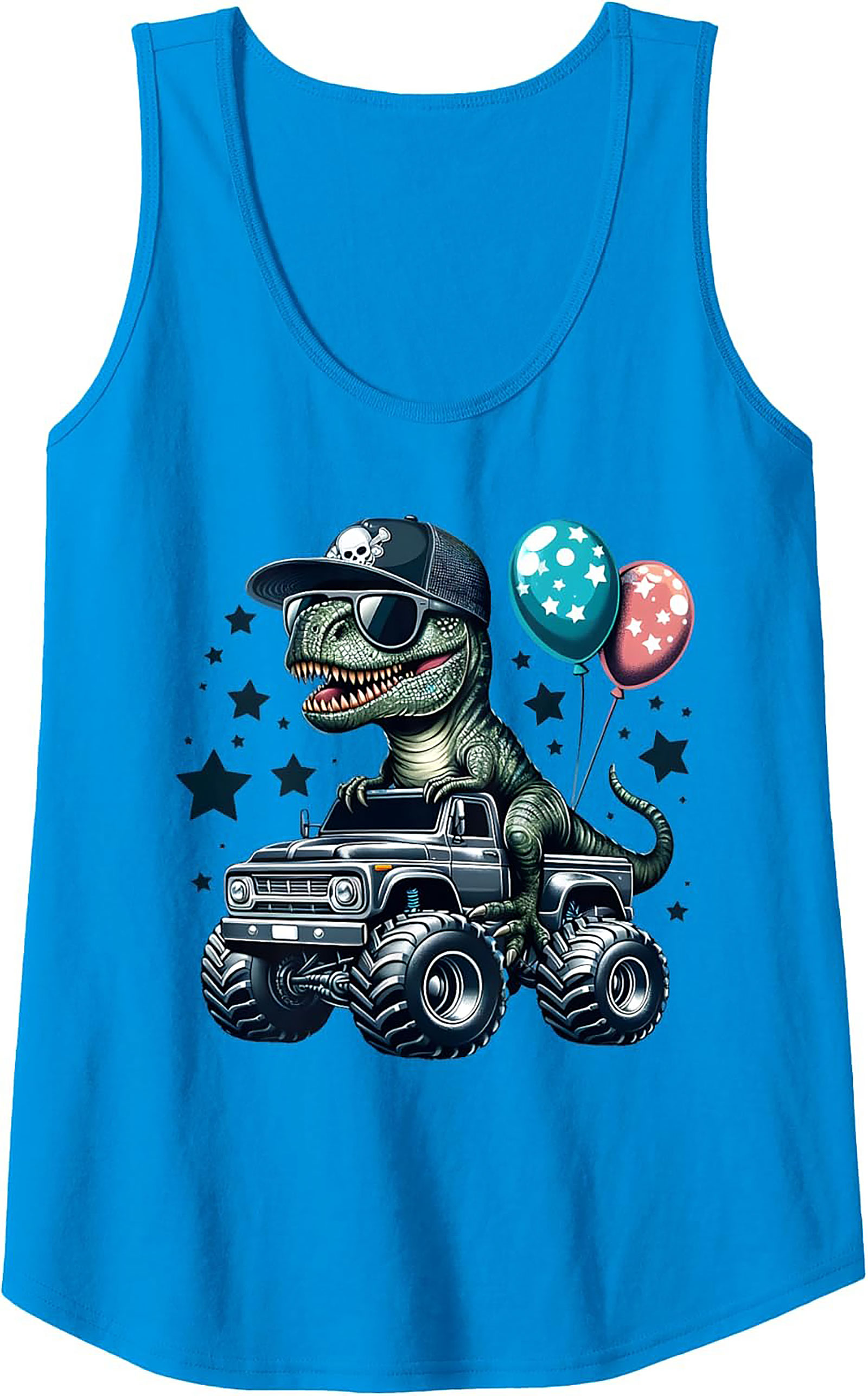 T-Rex Monster Truck Graphic Tank Top | Cool Dinosaur Sleeveless Shirt