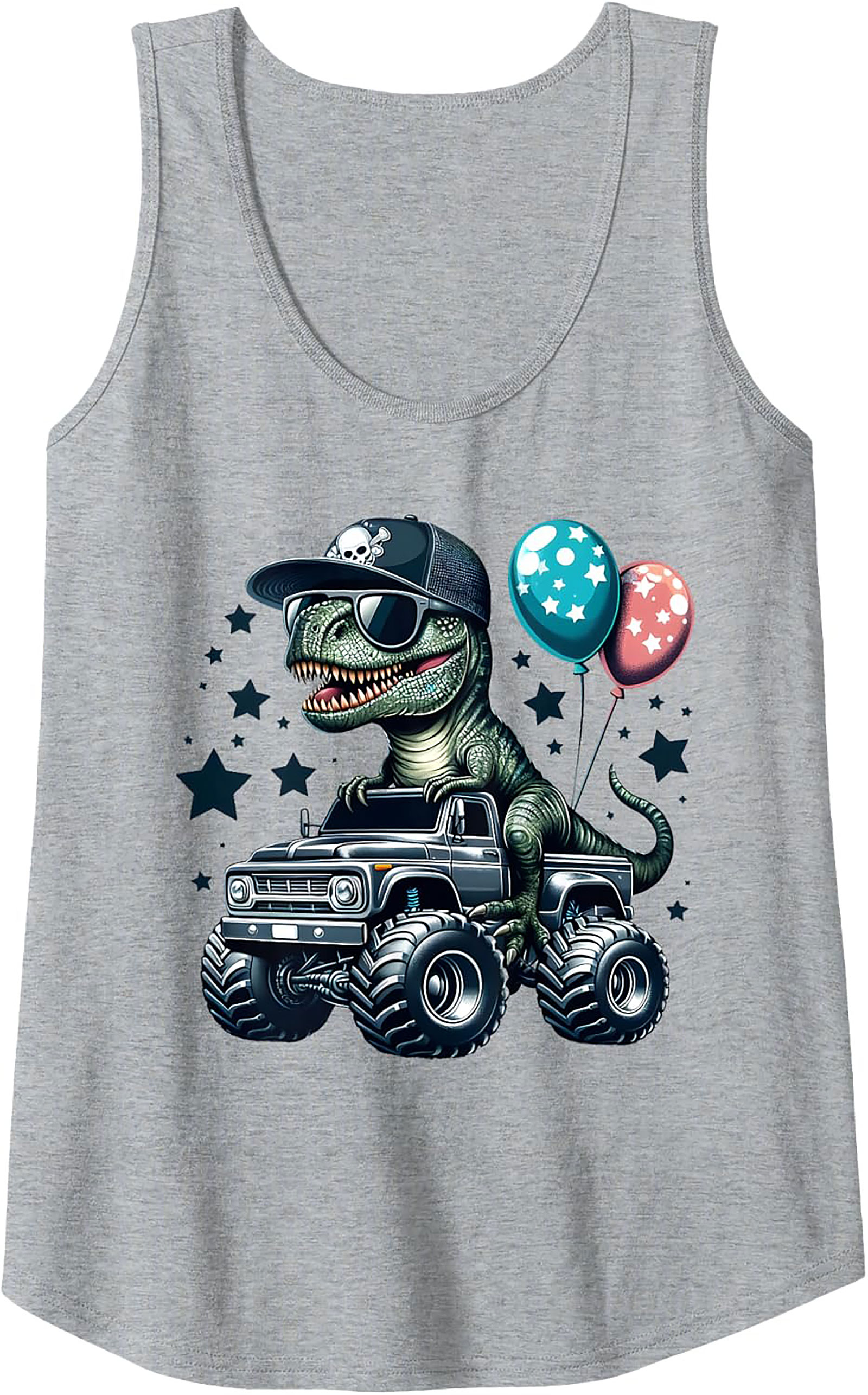 T-Rex Monster Truck Graphic Tank Top | Cool Dinosaur Sleeveless Shirt