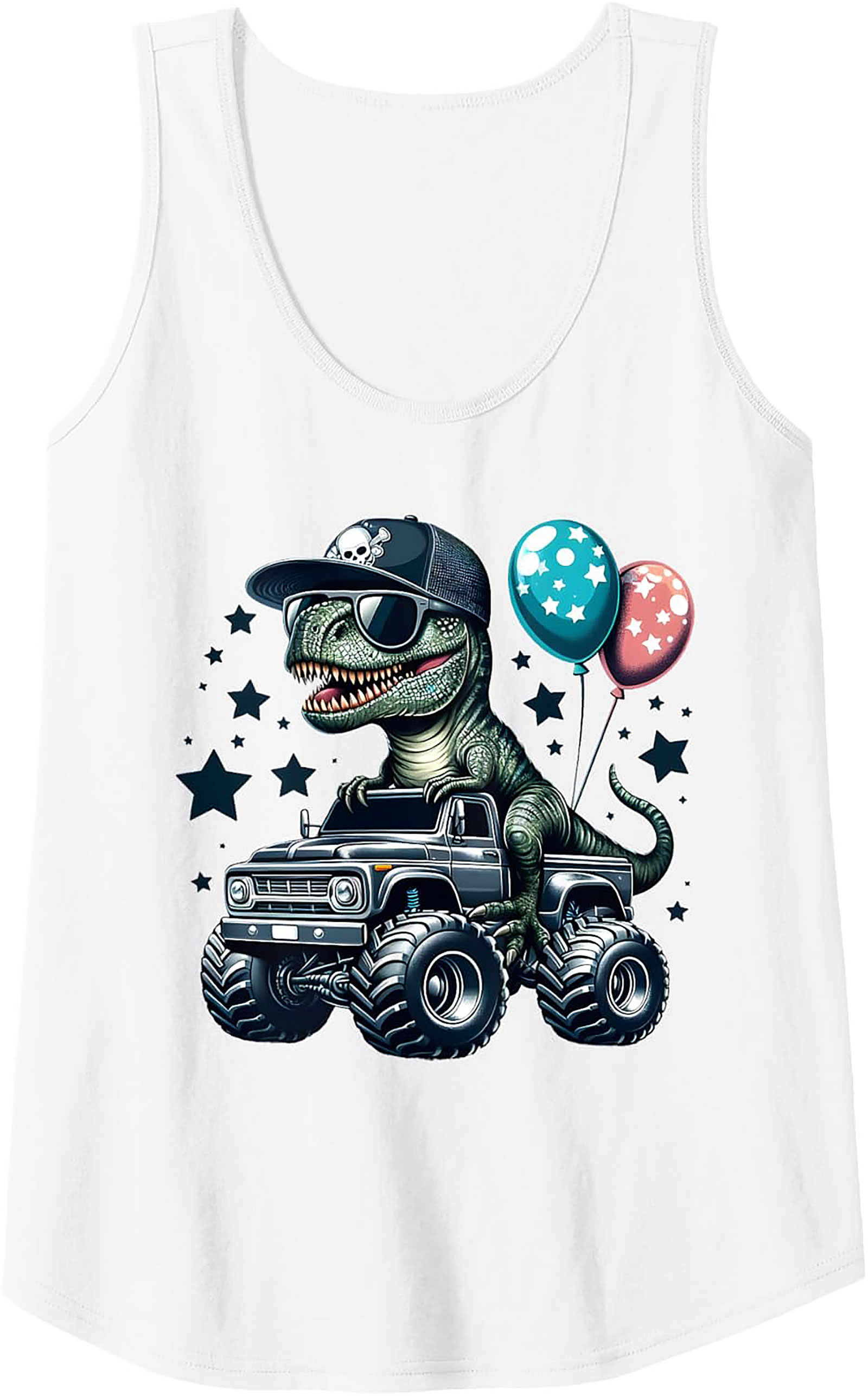 T-Rex Monster Truck Graphic Tank Top | Cool Dinosaur Sleeveless Shirt