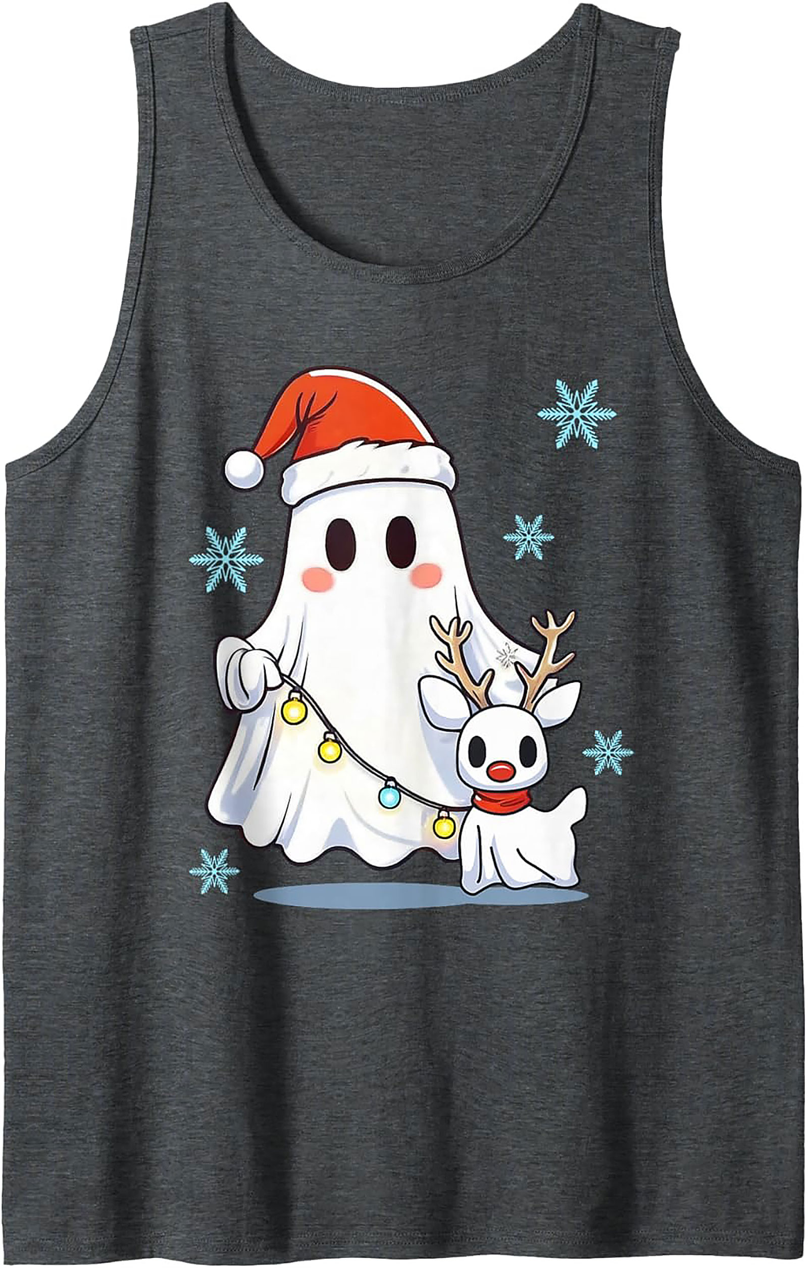 Cute Christmas Ghost Graphic Tank Top Unisex Sleeveless Shirt