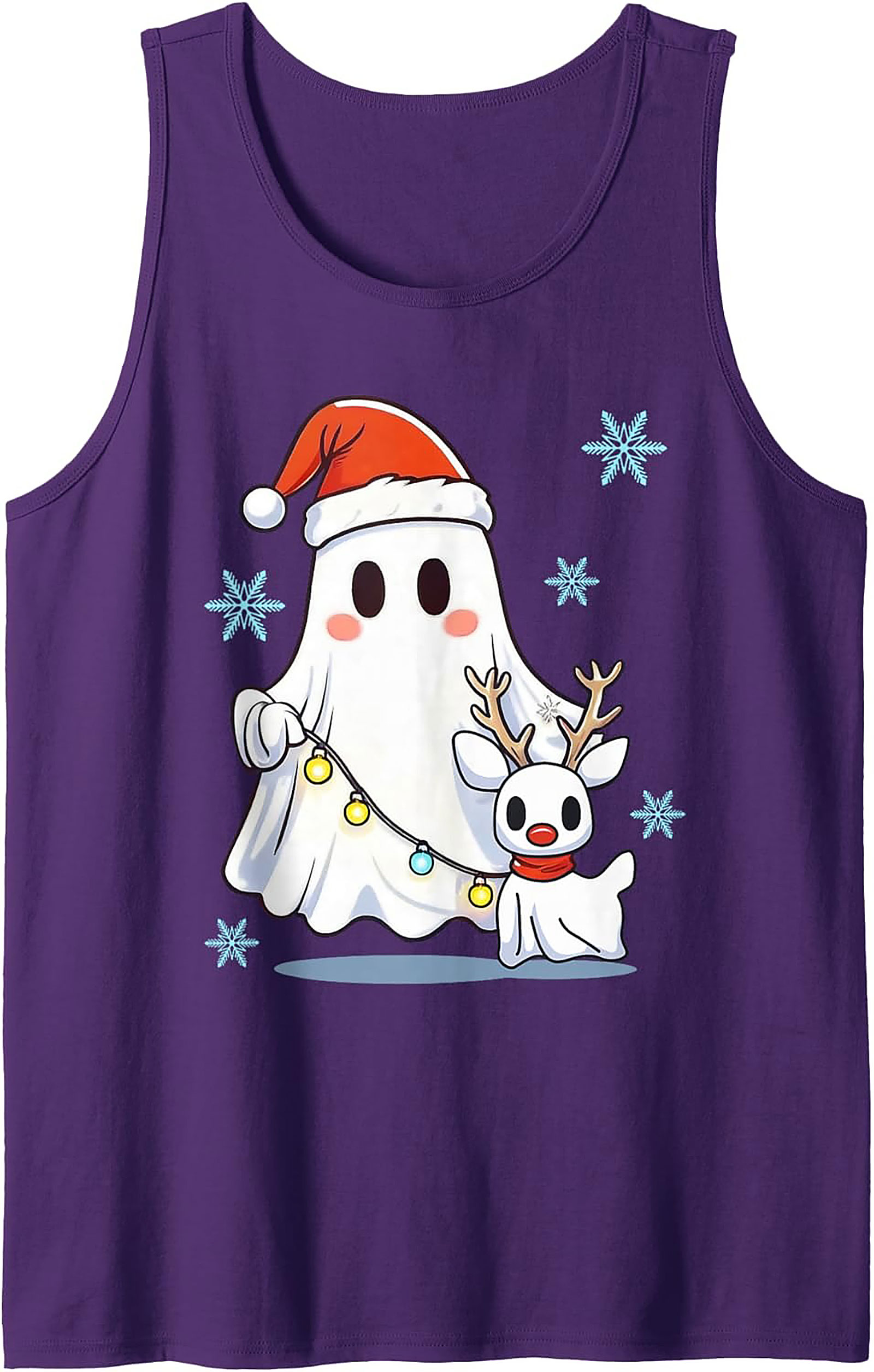 Cute Christmas Ghost Graphic Tank Top Unisex Sleeveless Shirt