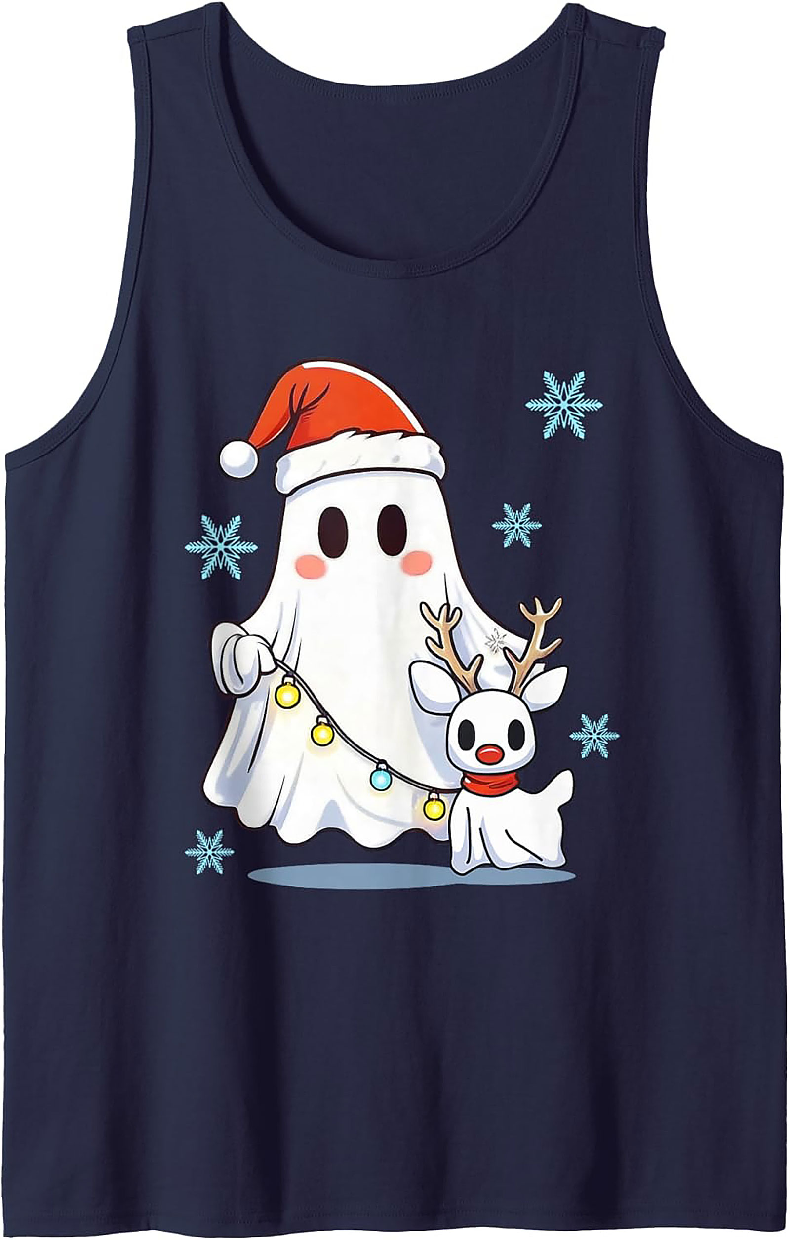 Cute Christmas Ghost Graphic Tank Top Unisex Sleeveless Shirt