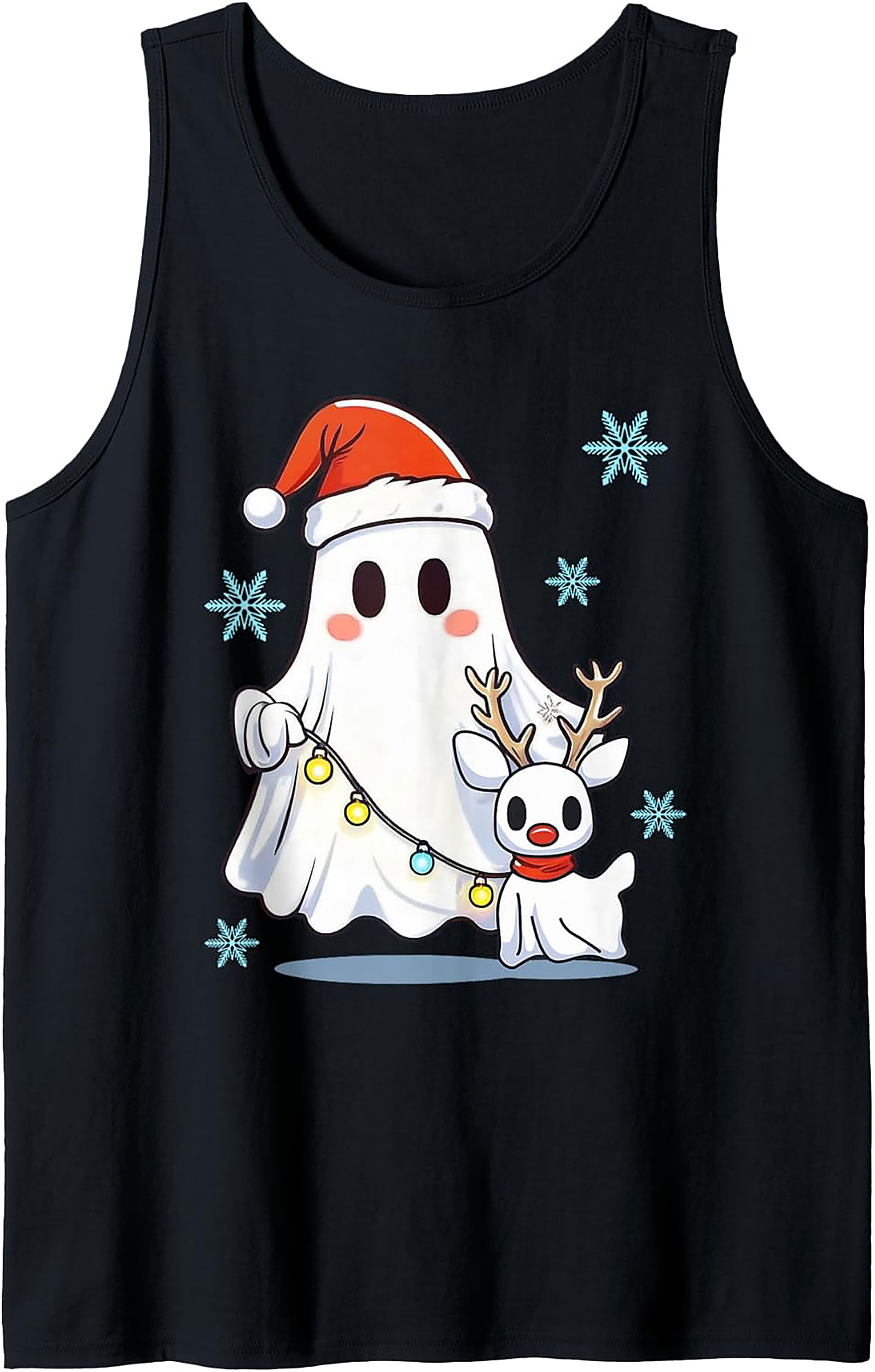Cute Christmas Ghost Graphic Tank Top Unisex Sleeveless Shirt