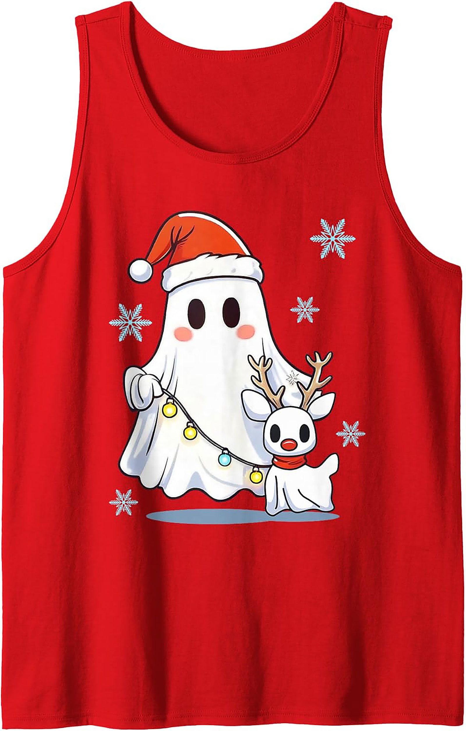 Cute Christmas Ghost Graphic Tank Top Unisex Sleeveless Shirt