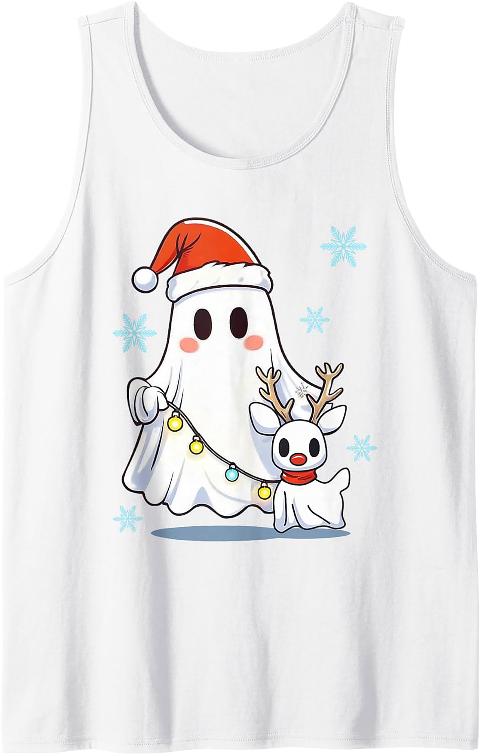Cute Christmas Ghost Graphic Tank Top Unisex Sleeveless Shirt