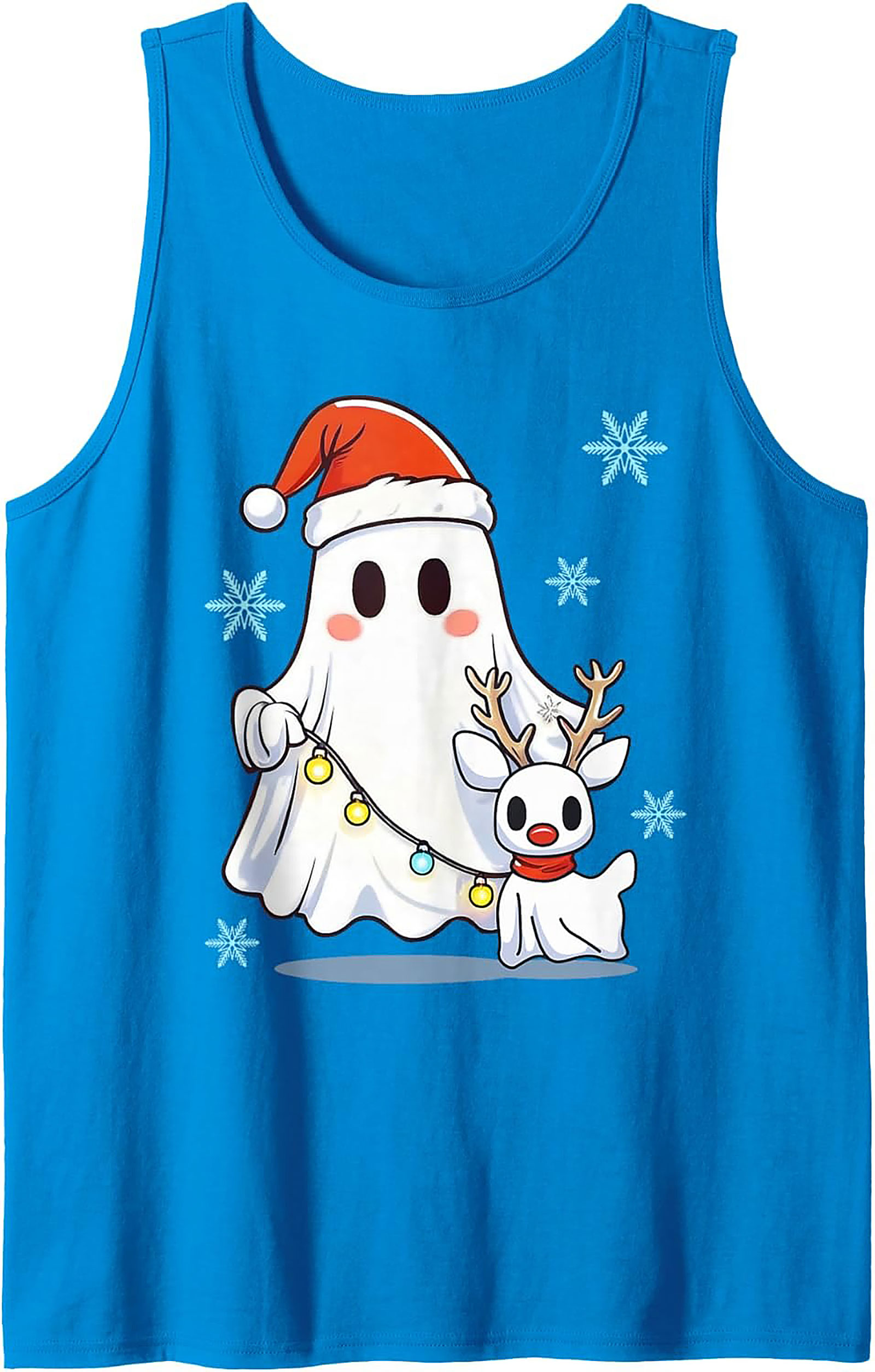 Cute Christmas Ghost Graphic Tank Top Unisex Sleeveless Shirt