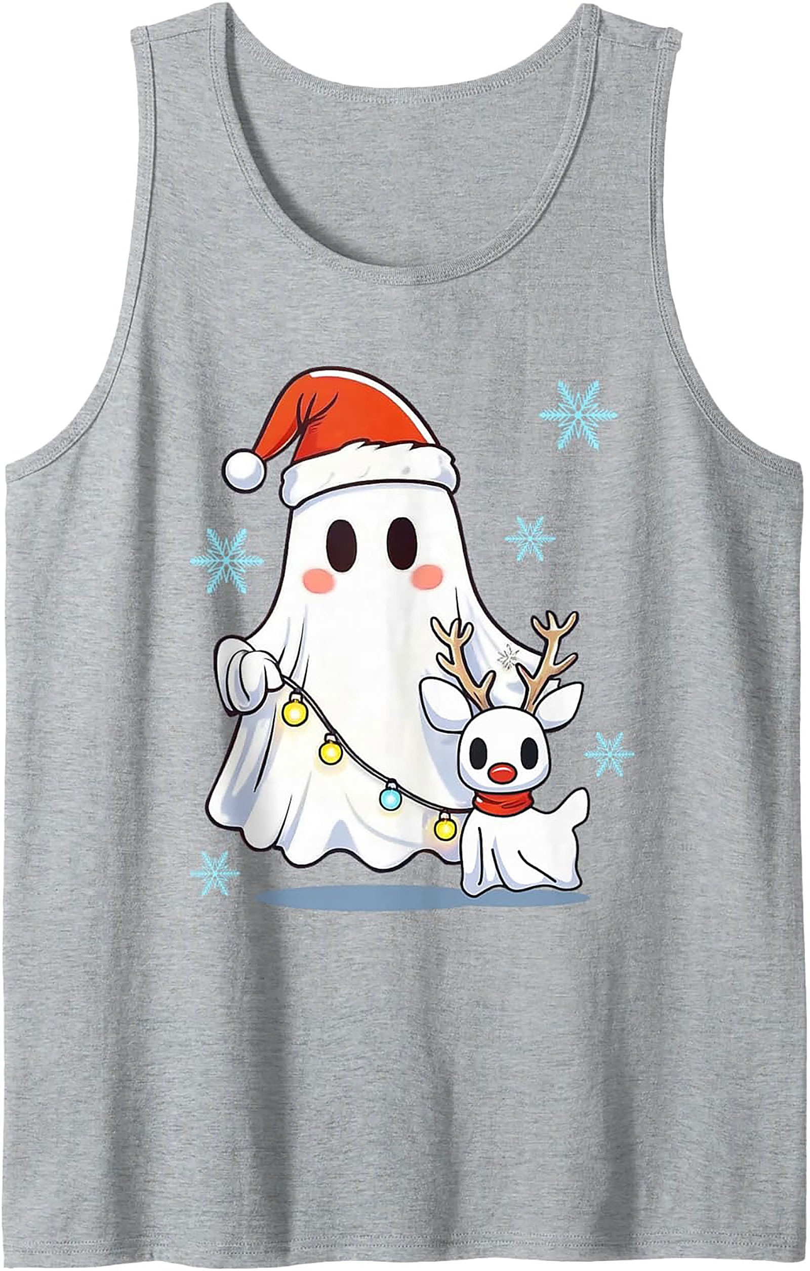 Cute Christmas Ghost Graphic Tank Top Unisex Sleeveless Shirt