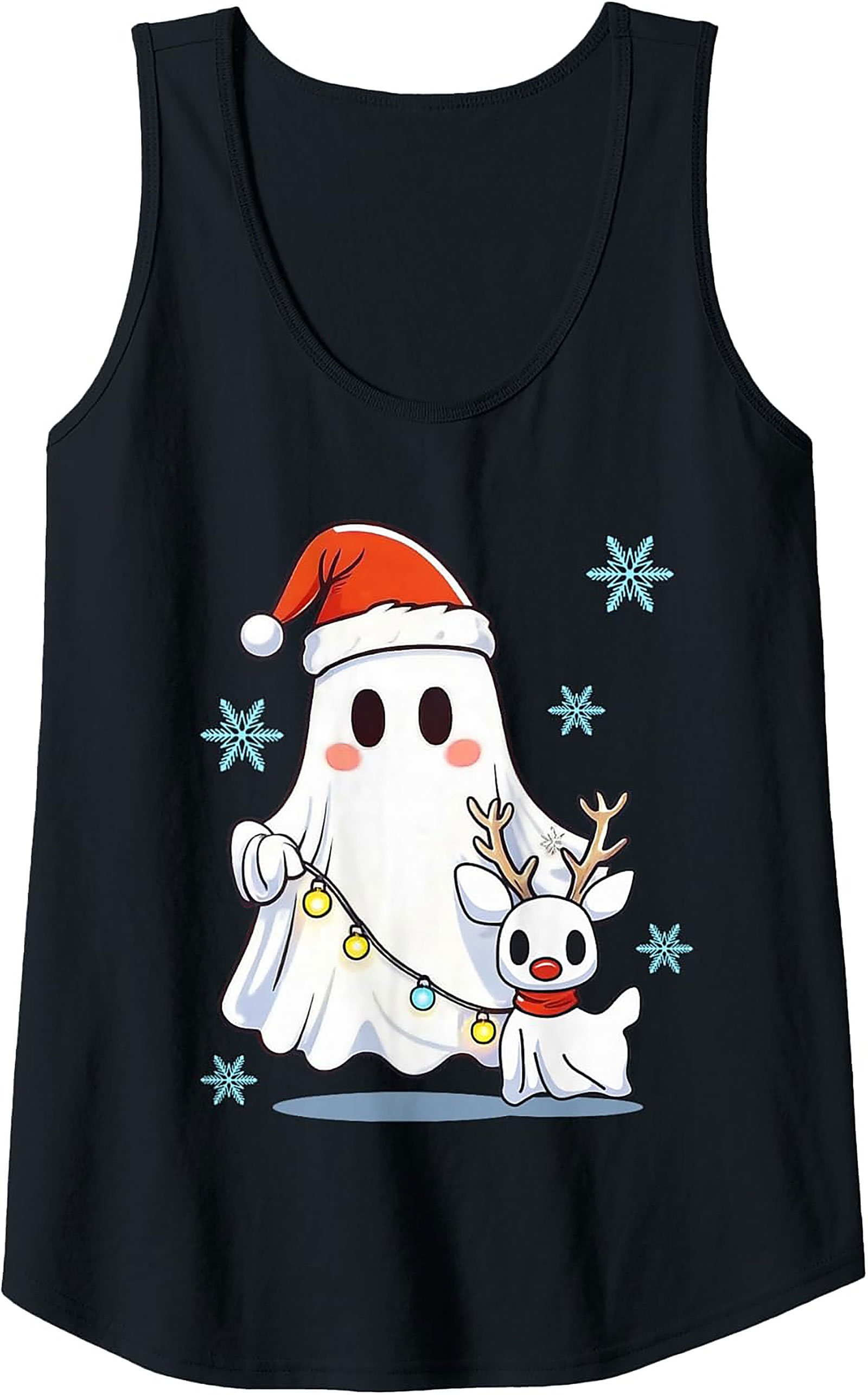 Cute Christmas Ghost Graphic Tank Top Unisex Sleeveless Shirt