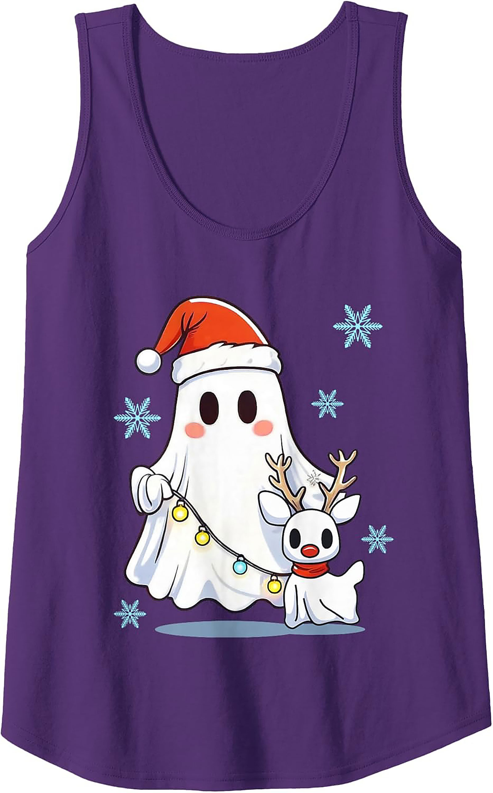 Cute Christmas Ghost Graphic Tank Top Unisex Sleeveless Shirt