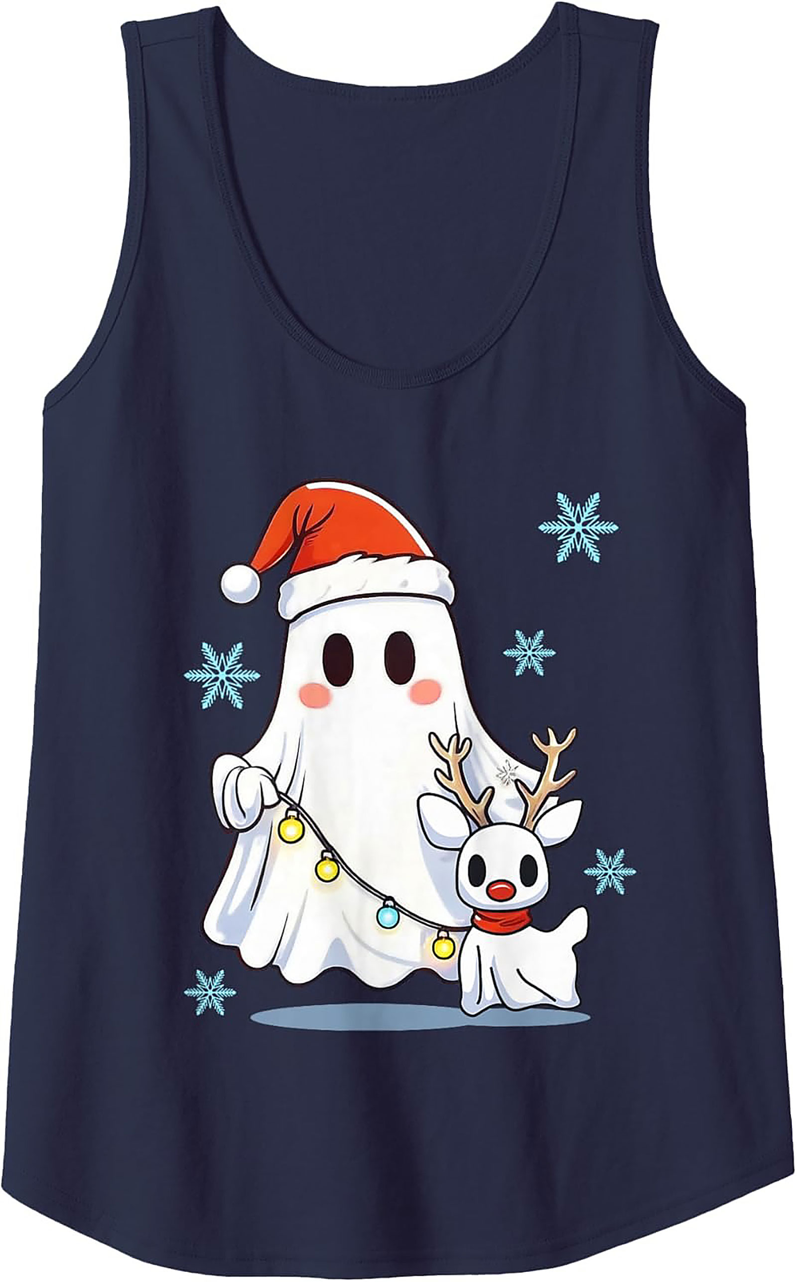 Cute Christmas Ghost Graphic Tank Top Unisex Sleeveless Shirt