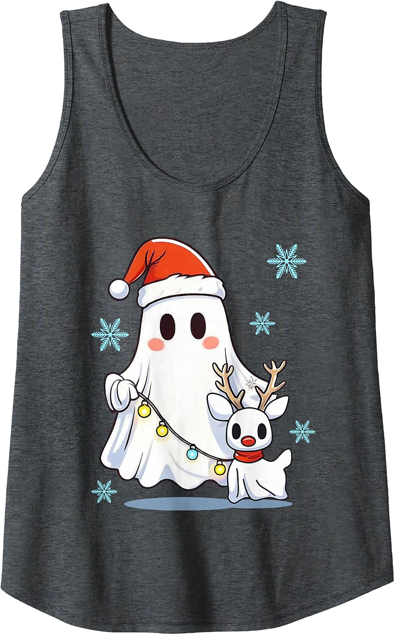 Cute Christmas Ghost Graphic Tank Top Unisex Sleeveless Shirt