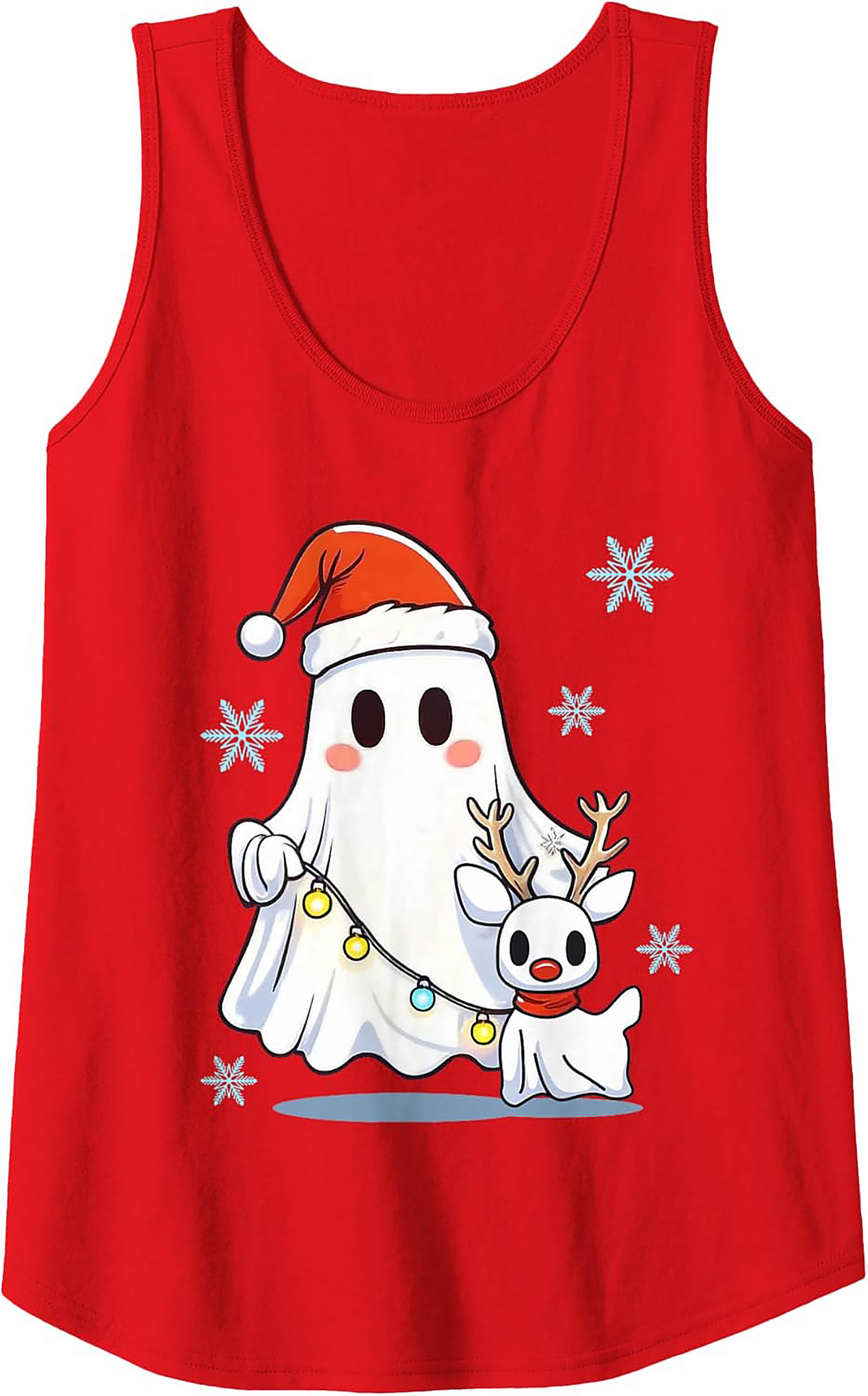 Cute Christmas Ghost Graphic Tank Top Unisex Sleeveless Shirt
