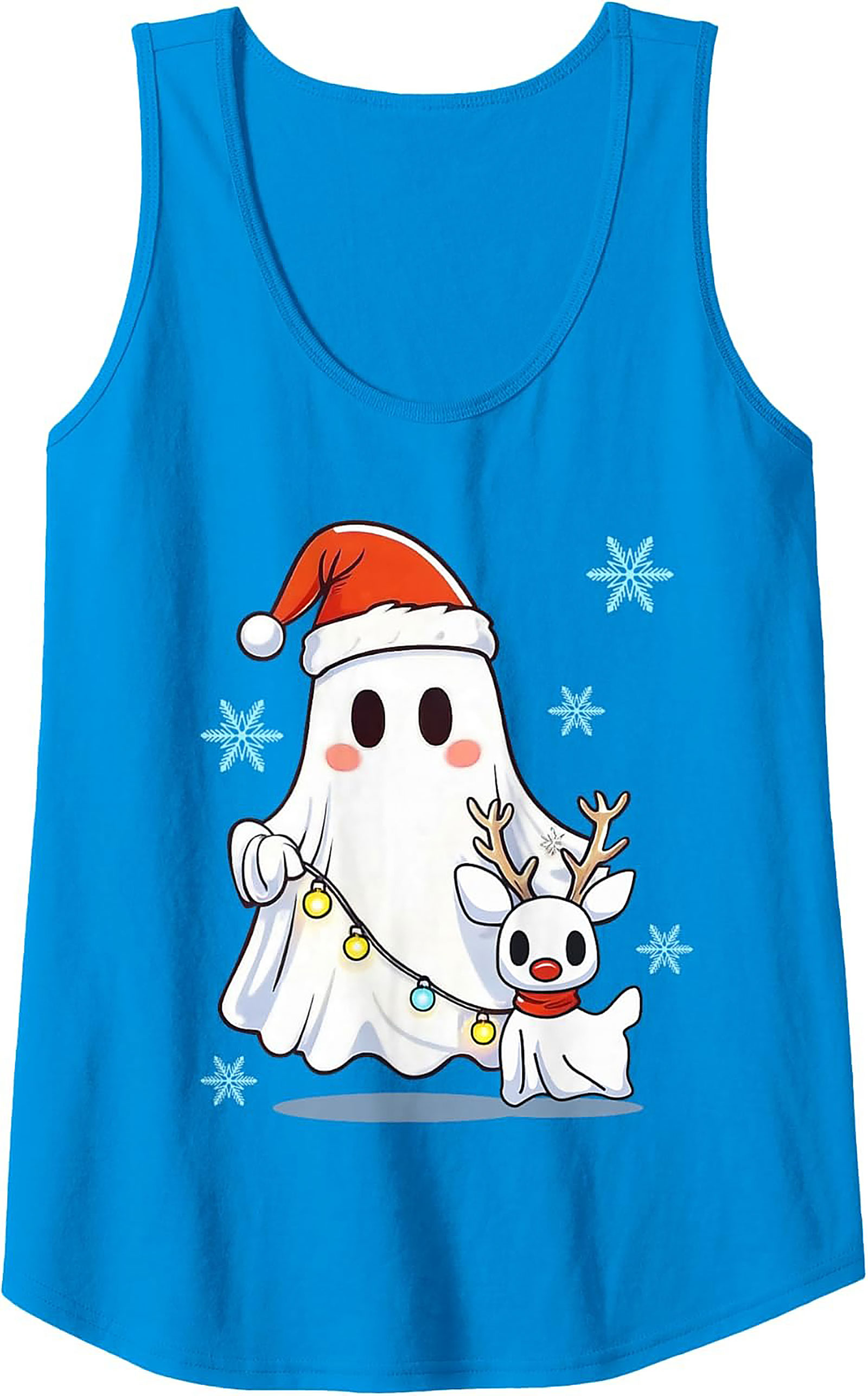 Cute Christmas Ghost Graphic Tank Top Unisex Sleeveless Shirt