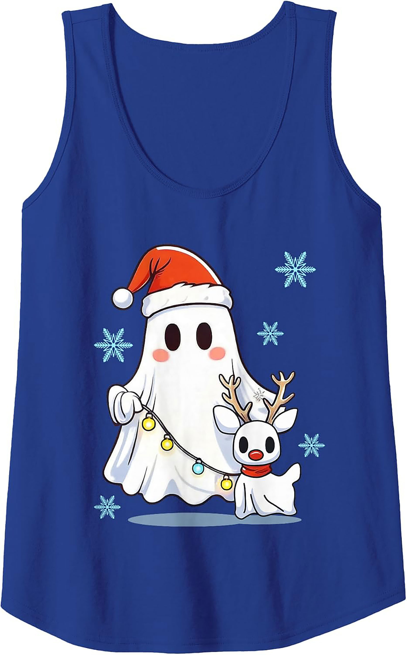Cute Christmas Ghost Graphic Tank Top Unisex Sleeveless Shirt