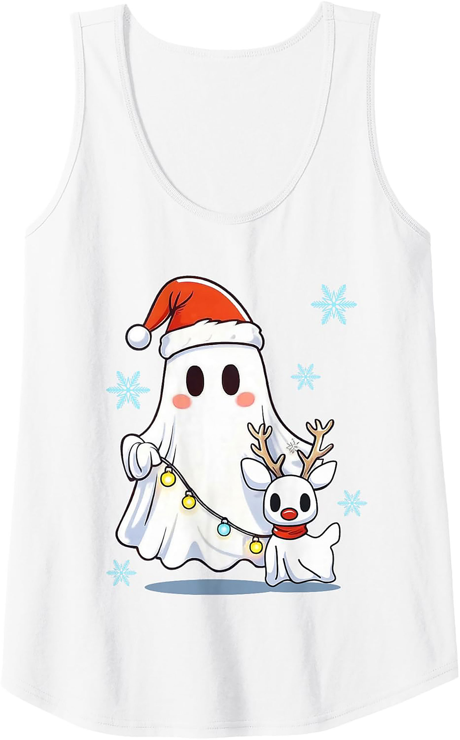 Cute Christmas Ghost Graphic Tank Top Unisex Sleeveless Shirt