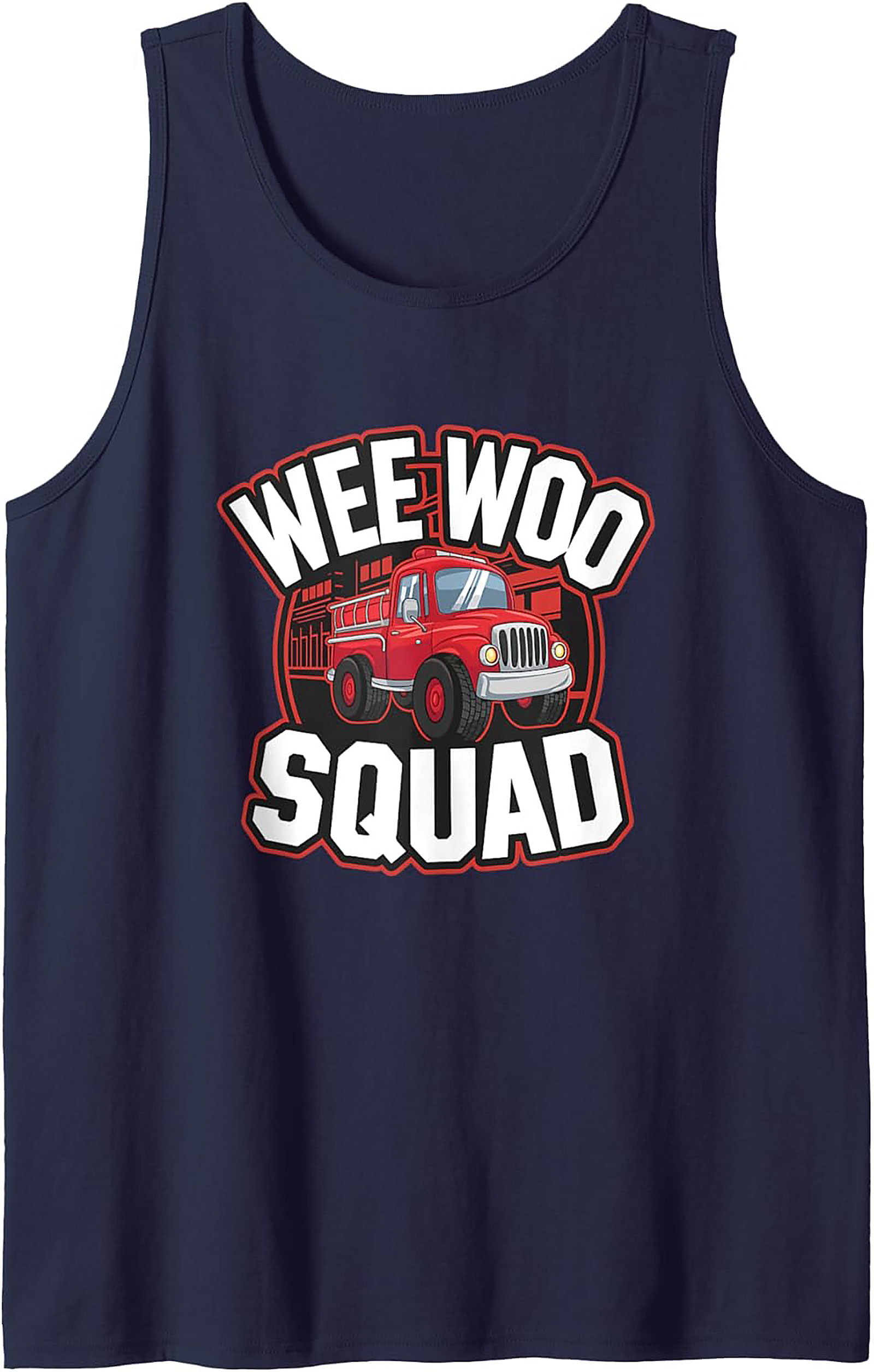Wee Woo Squad Fire Truck Graphic Tank Top | Unisex Sleeveless Shirt