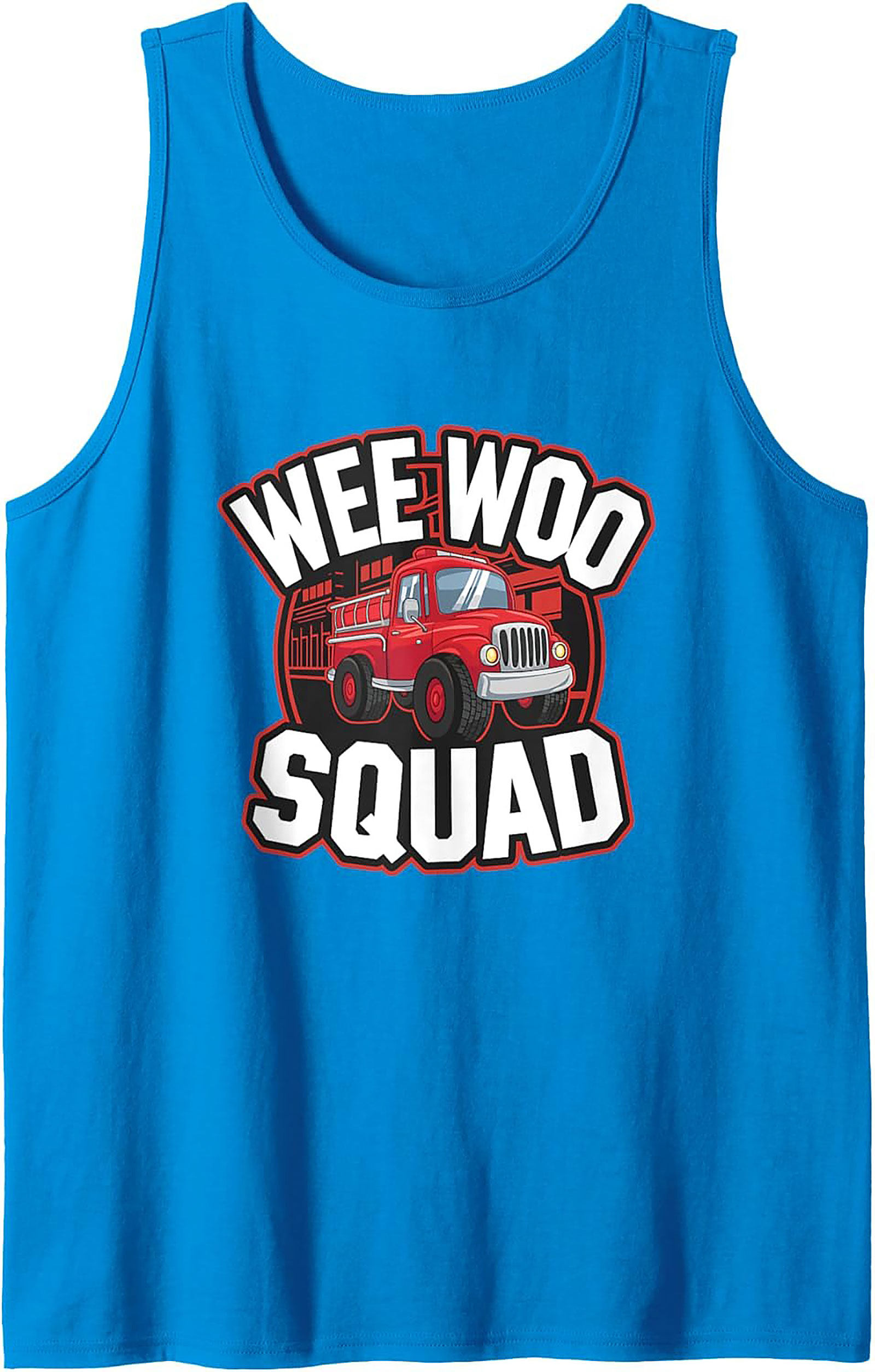 Wee Woo Squad Fire Truck Graphic Tank Top | Unisex Sleeveless Shirt