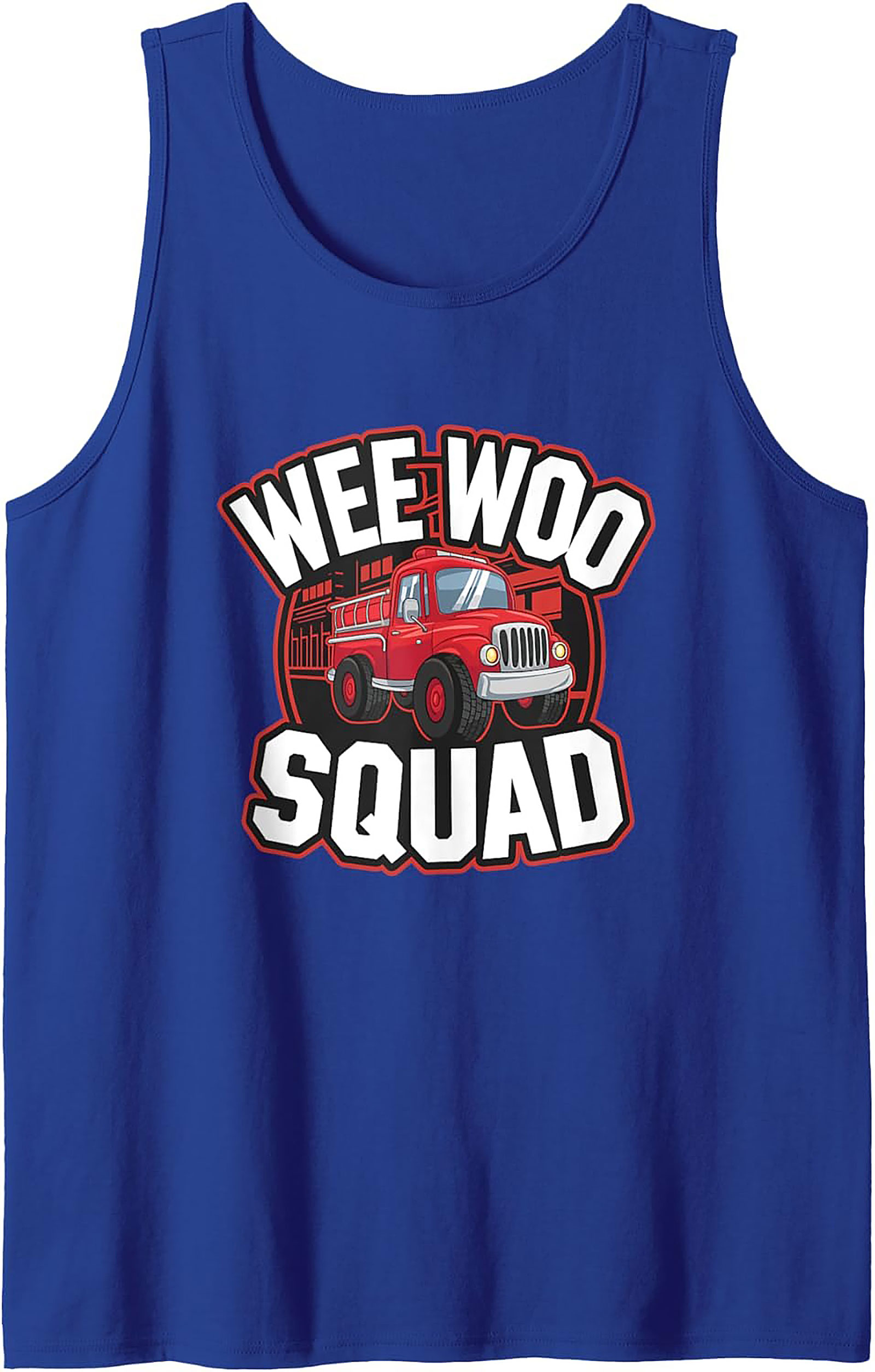 Wee Woo Squad Fire Truck Graphic Tank Top | Unisex Sleeveless Shirt