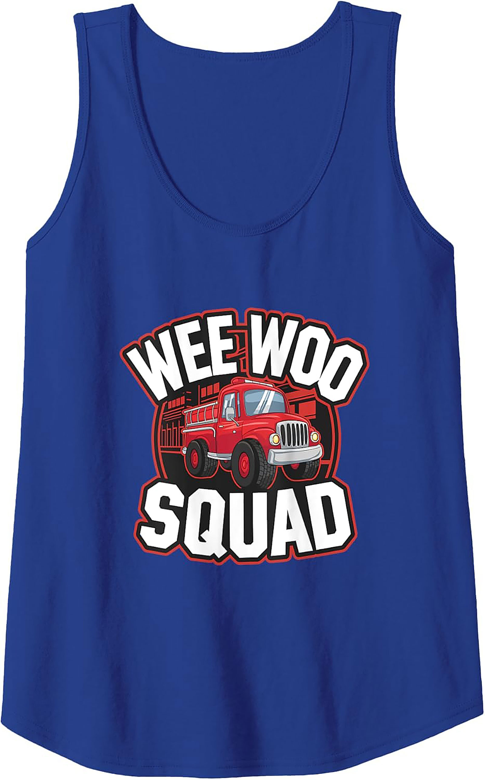 Wee Woo Squad Fire Truck Graphic Tank Top | Unisex Sleeveless Shirt