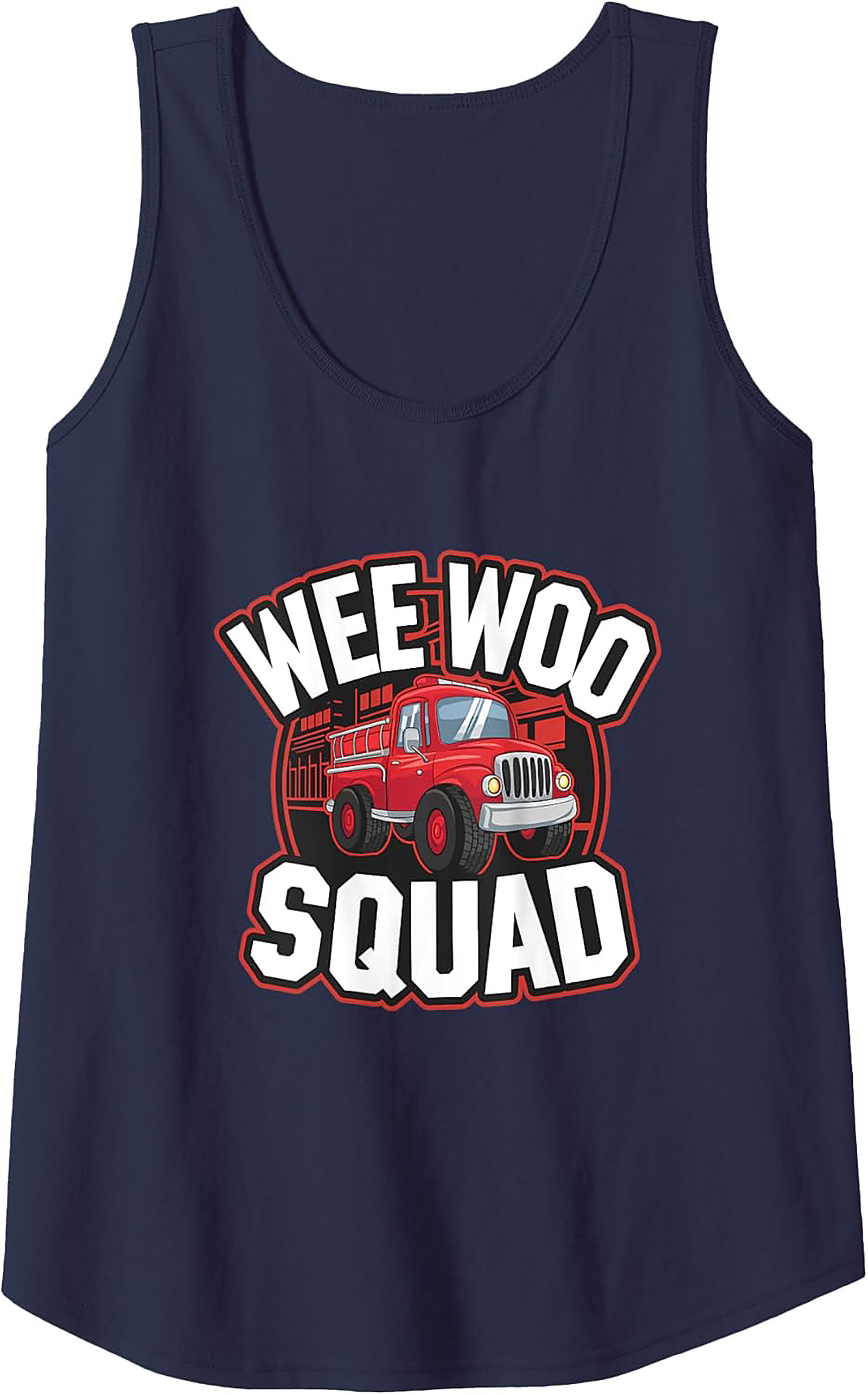 Wee Woo Squad Fire Truck Graphic Tank Top | Unisex Sleeveless Shirt