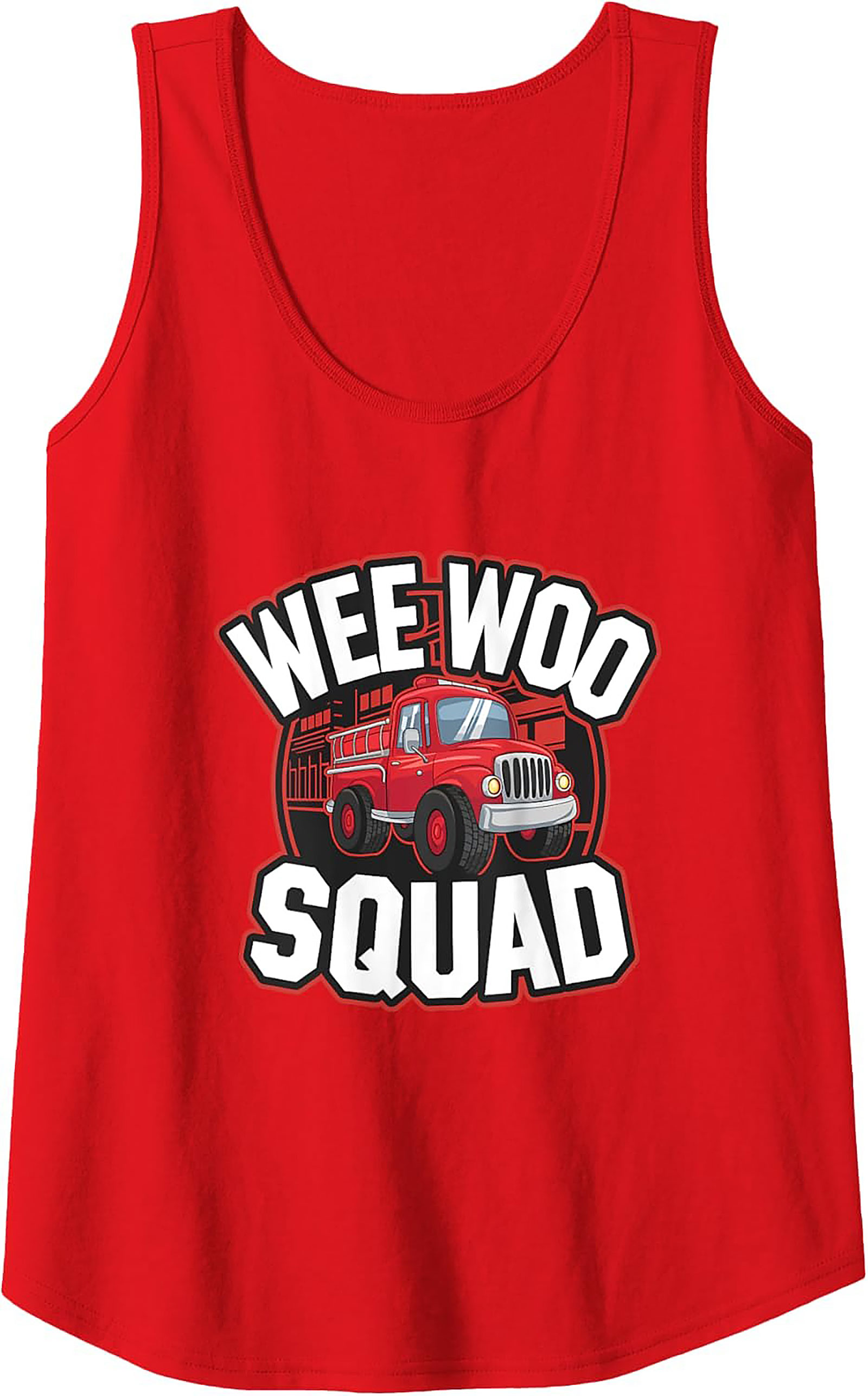 Wee Woo Squad Fire Truck Graphic Tank Top | Unisex Sleeveless Shirt
