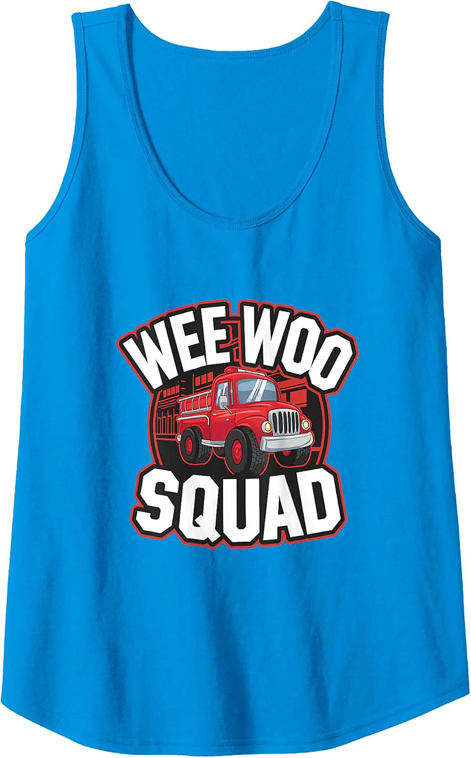 Wee Woo Squad Fire Truck Graphic Tank Top | Unisex Sleeveless Shirt