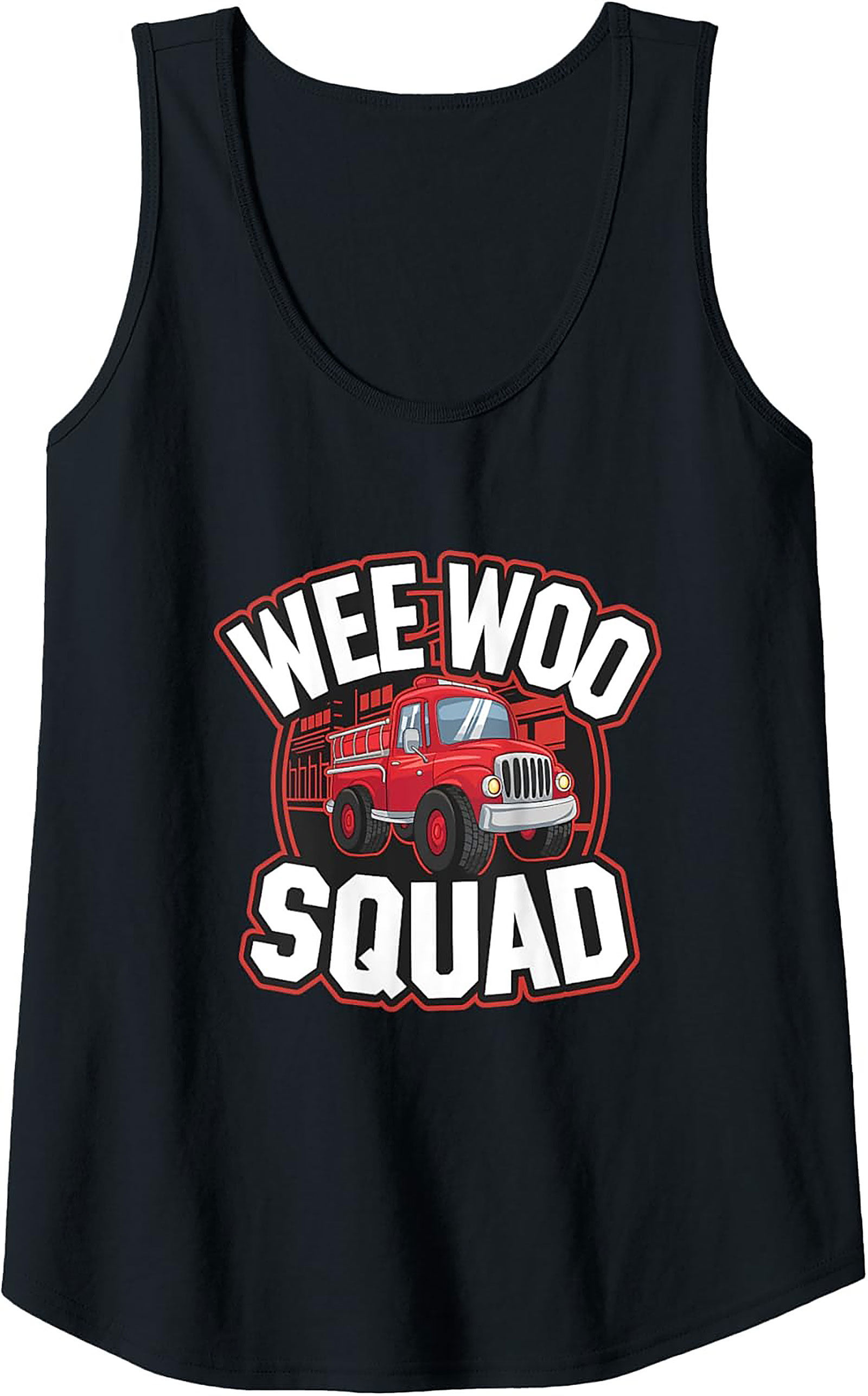 Wee Woo Squad Fire Truck Graphic Tank Top | Unisex Sleeveless Shirt