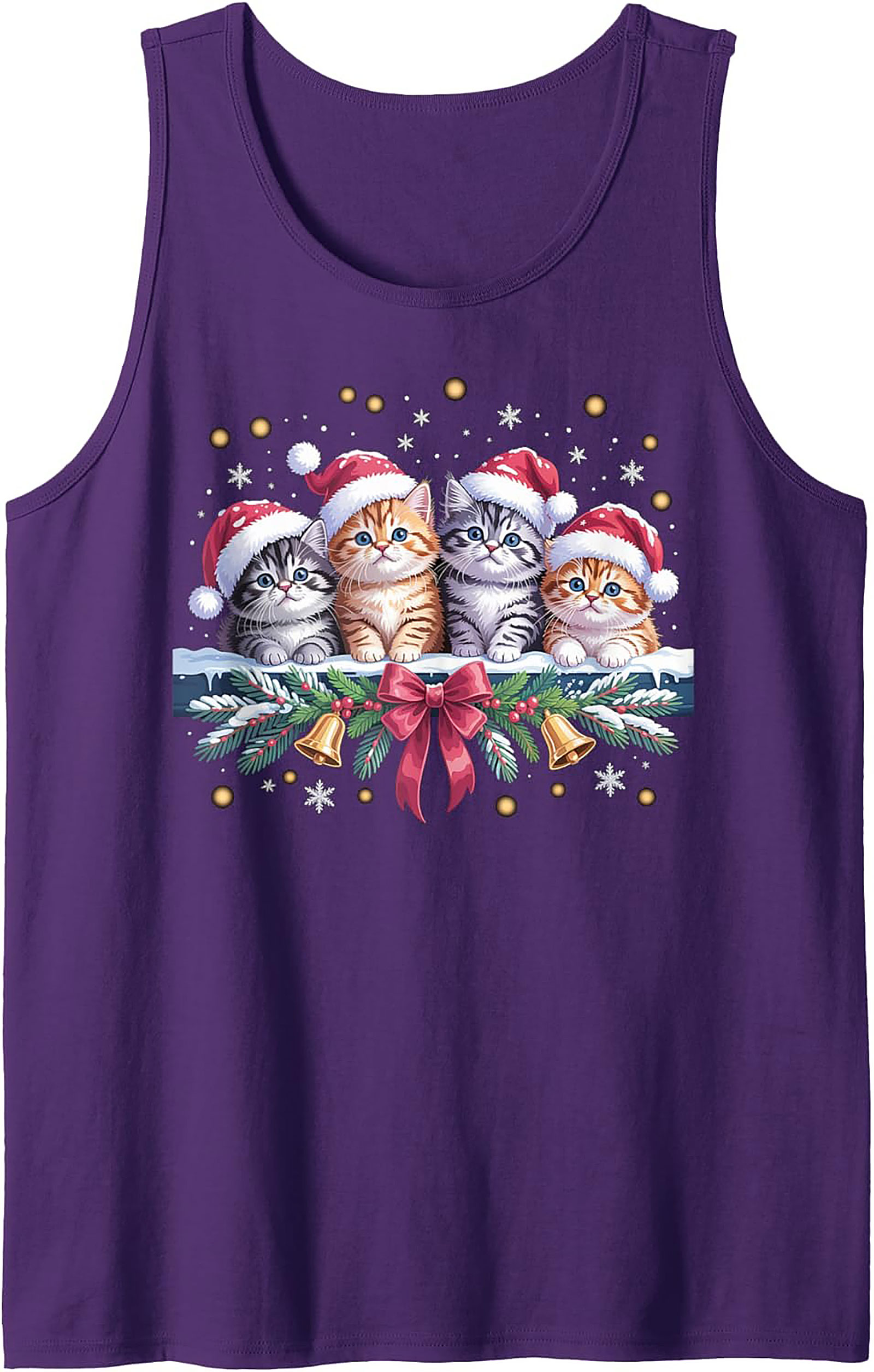 Christmas Kitten Tank Top Holiday Cat Sleeveless Shirt