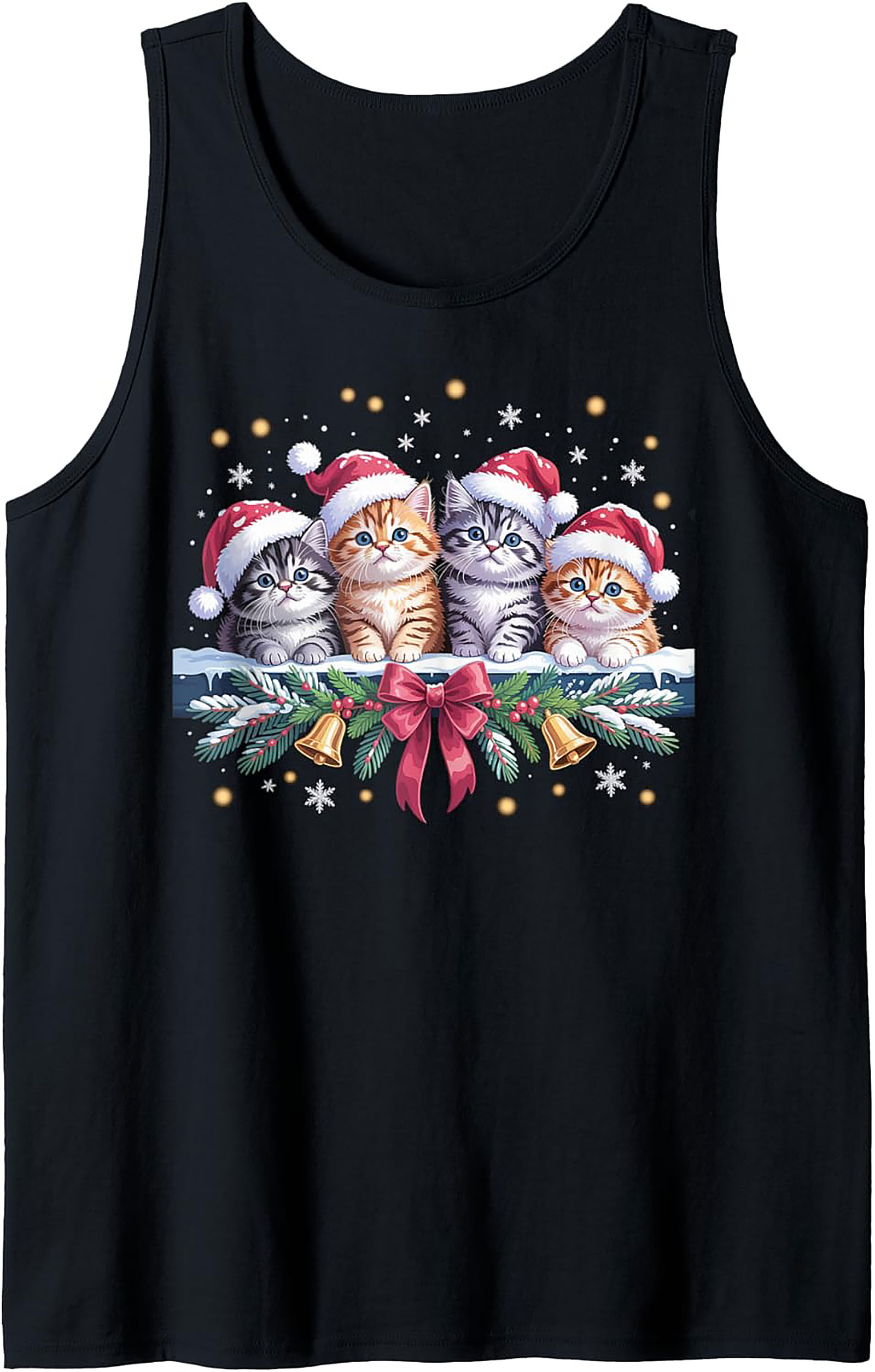 Christmas Kitten Tank Top Holiday Cat Sleeveless Shirt