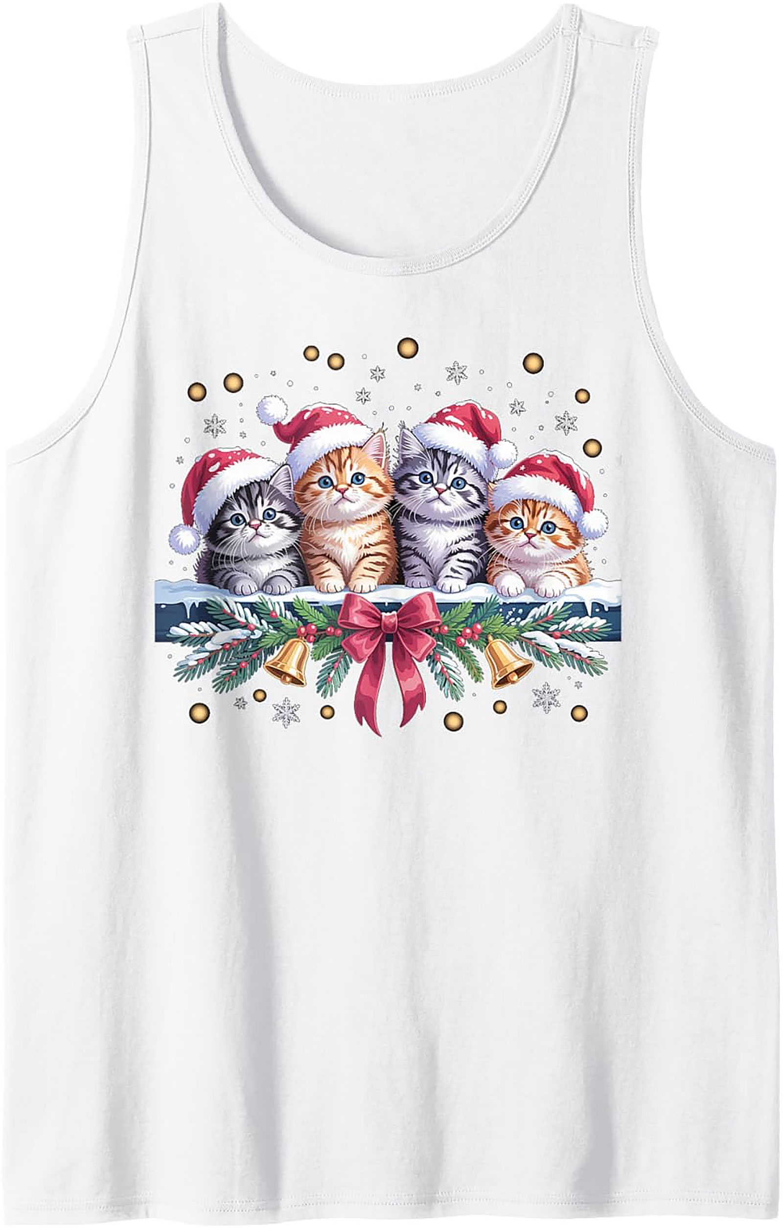 Christmas Kitten Tank Top Holiday Cat Sleeveless Shirt