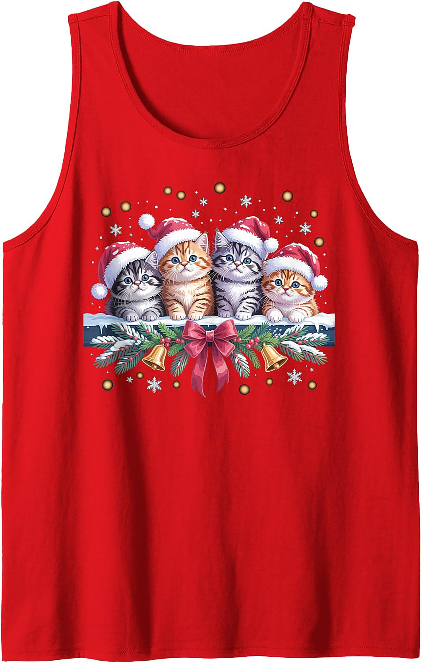Christmas Kitten Tank Top Holiday Cat Sleeveless Shirt