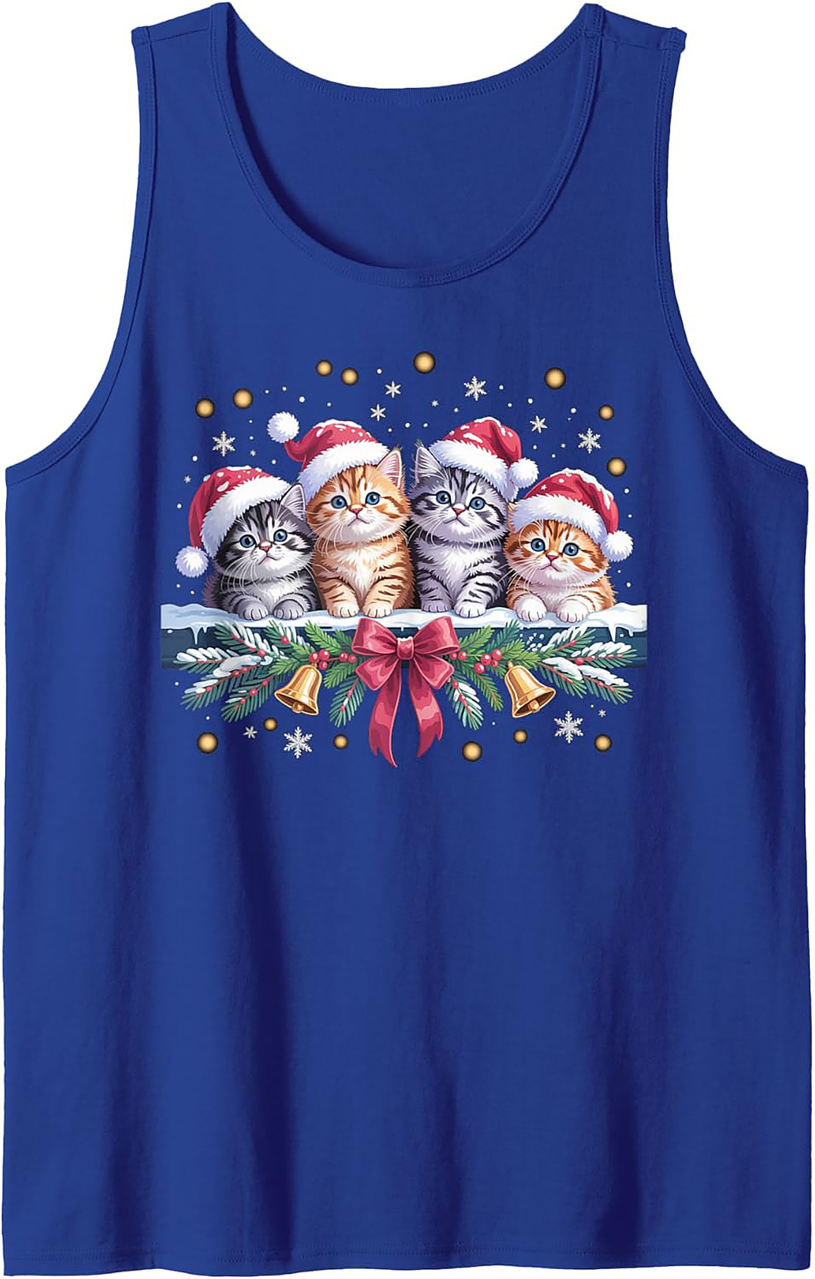 Christmas Kitten Tank Top Holiday Cat Sleeveless Shirt