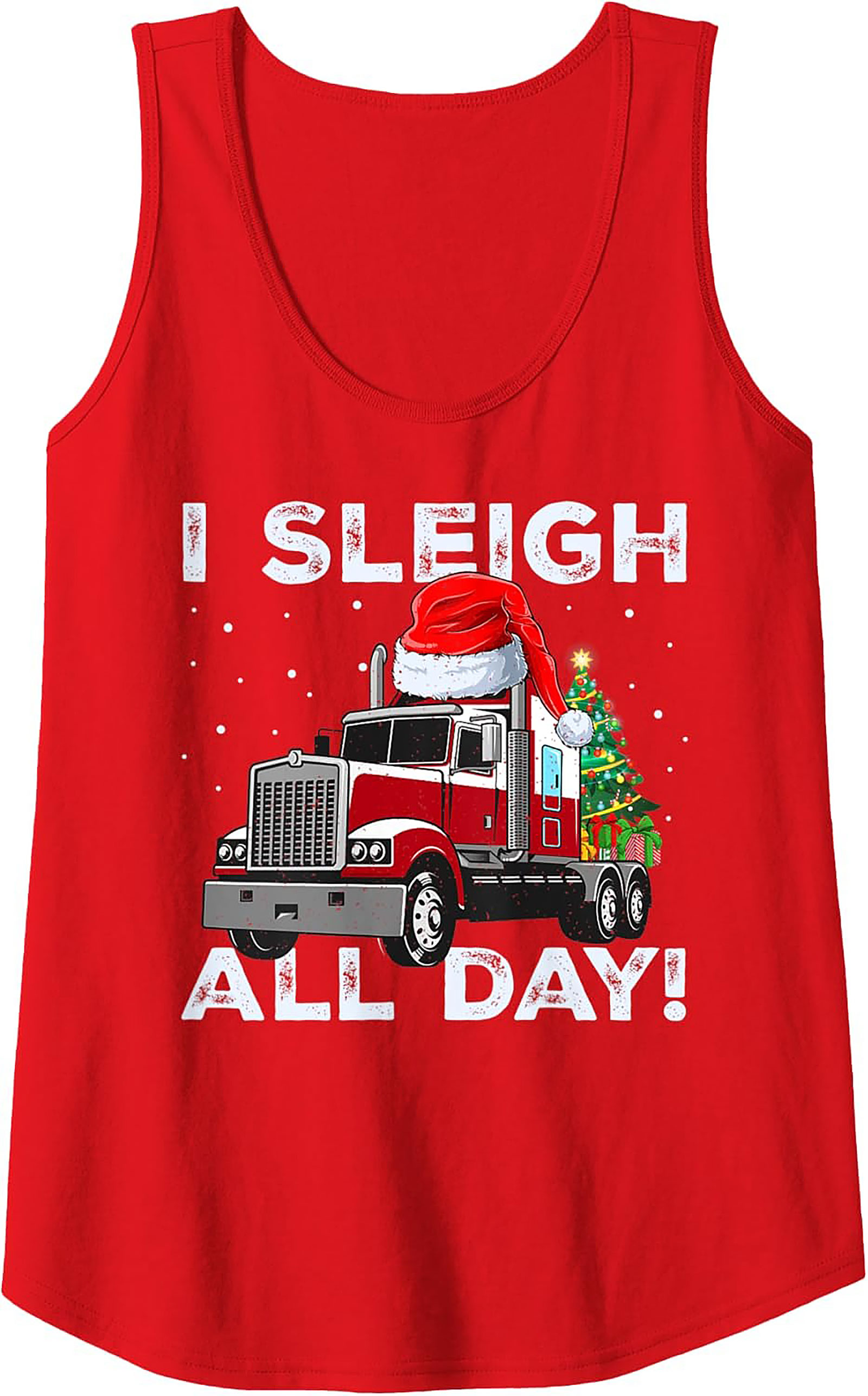 I Sleigh All Day Trucker Christmas Tank Top | Funny Semi-Truck Graphic Tank