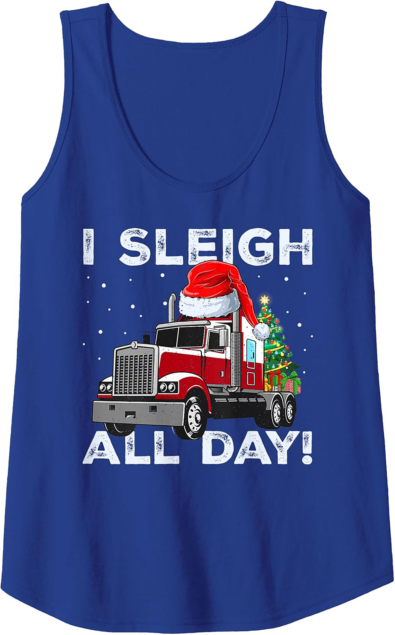 I Sleigh All Day Trucker Christmas Tank Top | Funny Semi-Truck Graphic Tank