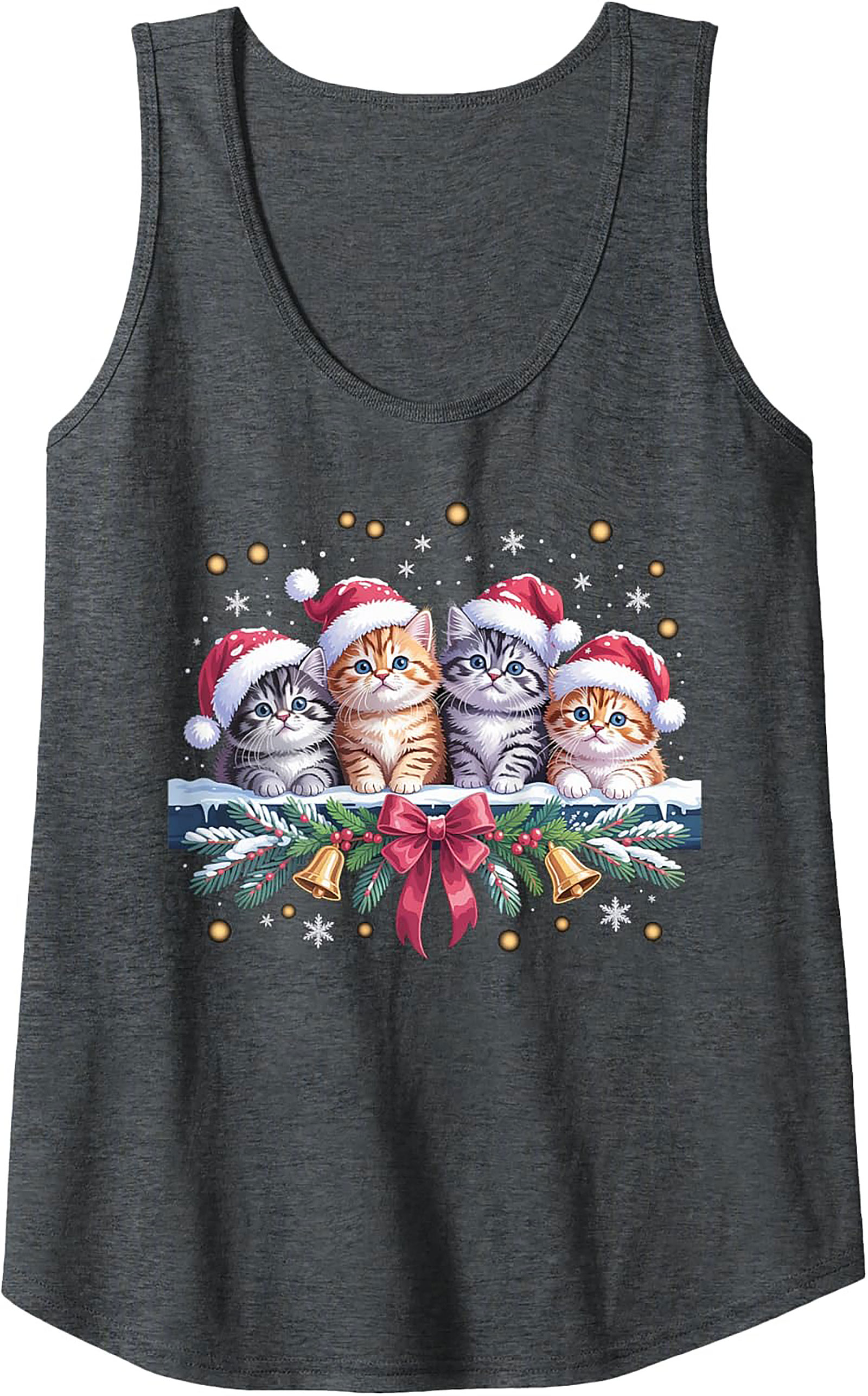 Christmas Kitten Tank Top Holiday Cat Sleeveless Shirt
