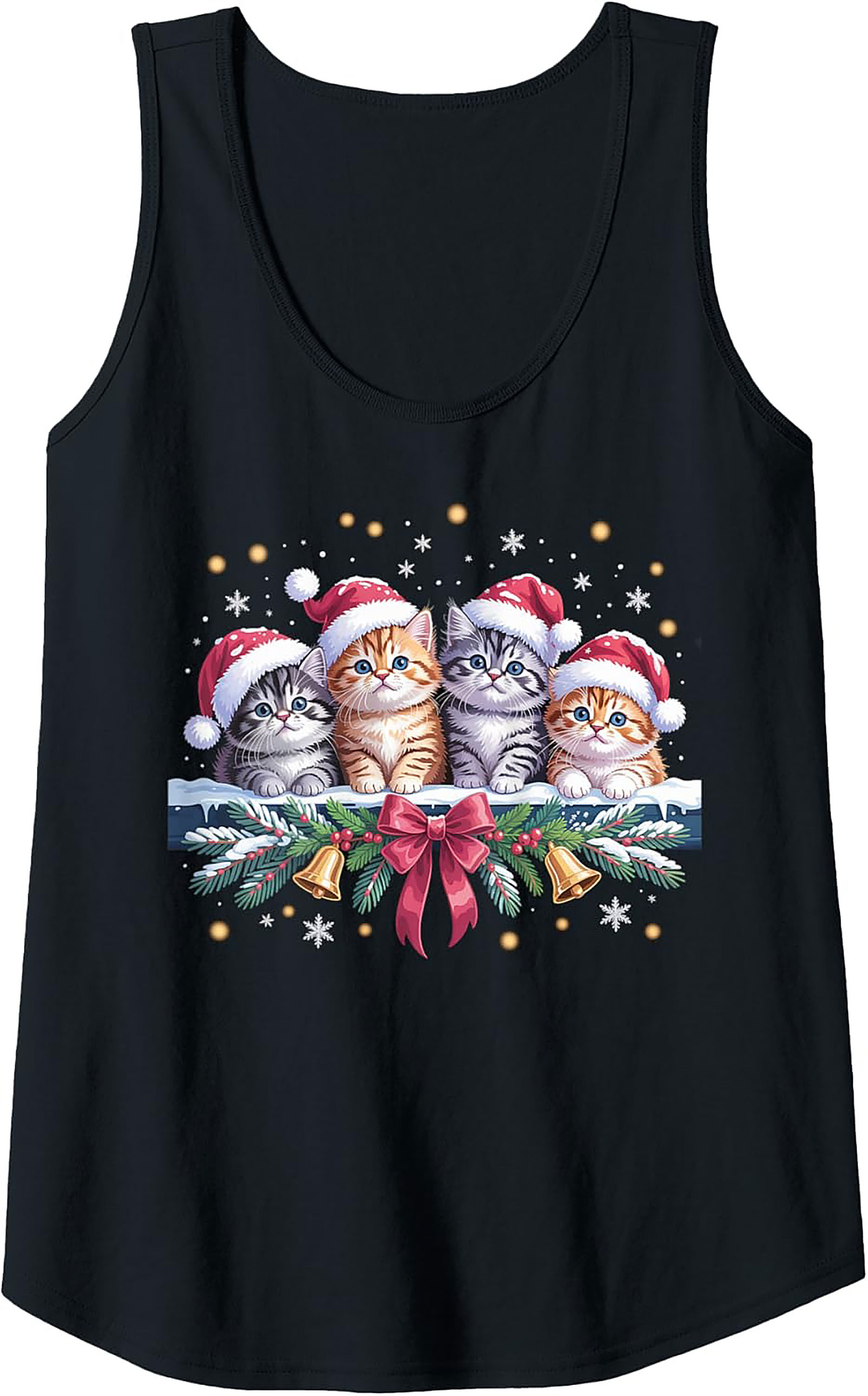 Christmas Kitten Tank Top Holiday Cat Sleeveless Shirt