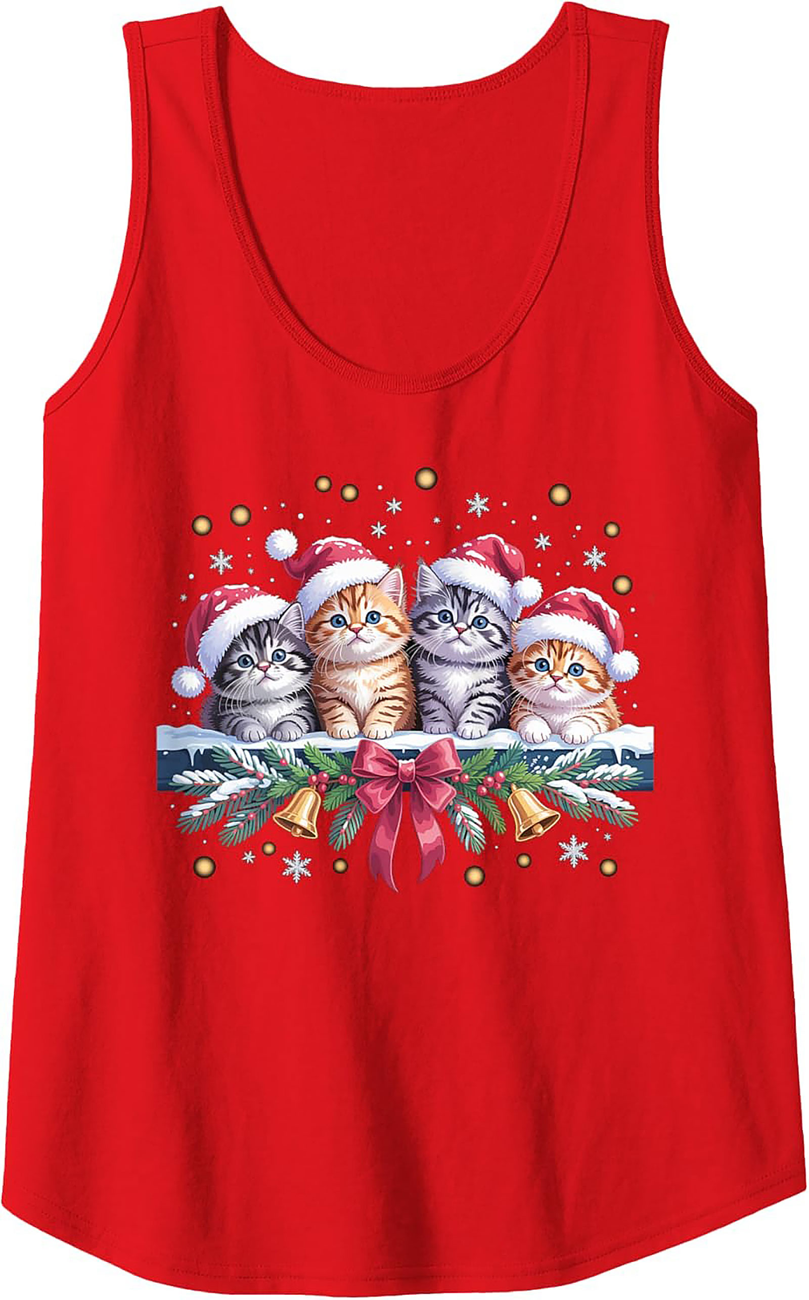 Christmas Kitten Tank Top Holiday Cat Sleeveless Shirt